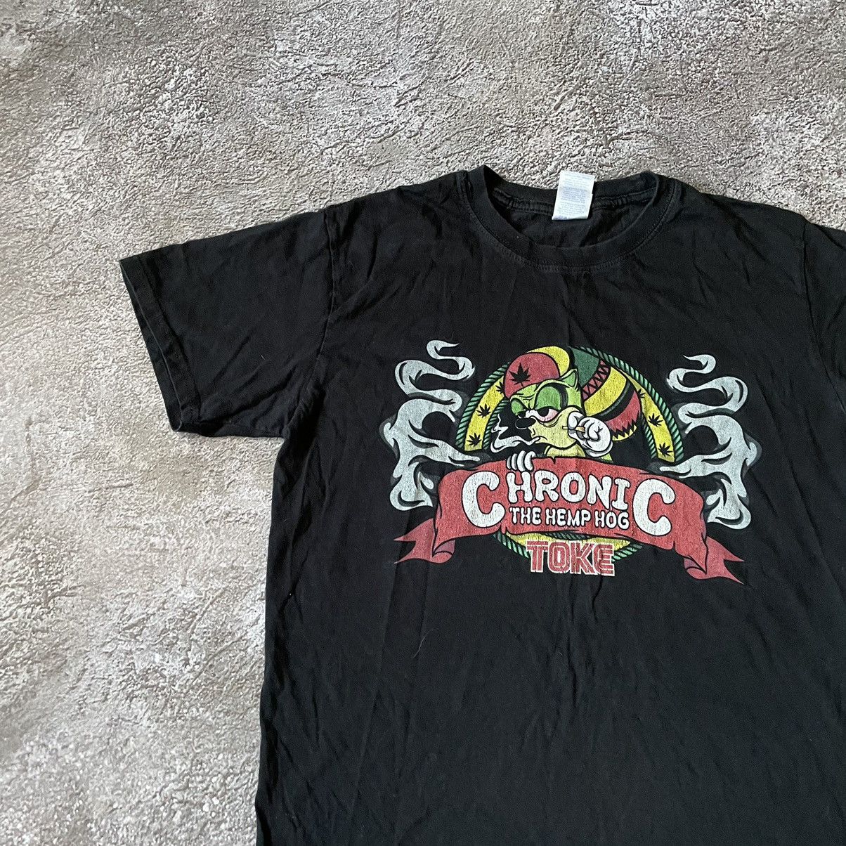 Vintage Vintage Y2K Graphic Tee Chronic Hemp Faded Black Grunge M Size US M / EU 48-50 / 2 - 5 Thumbnail