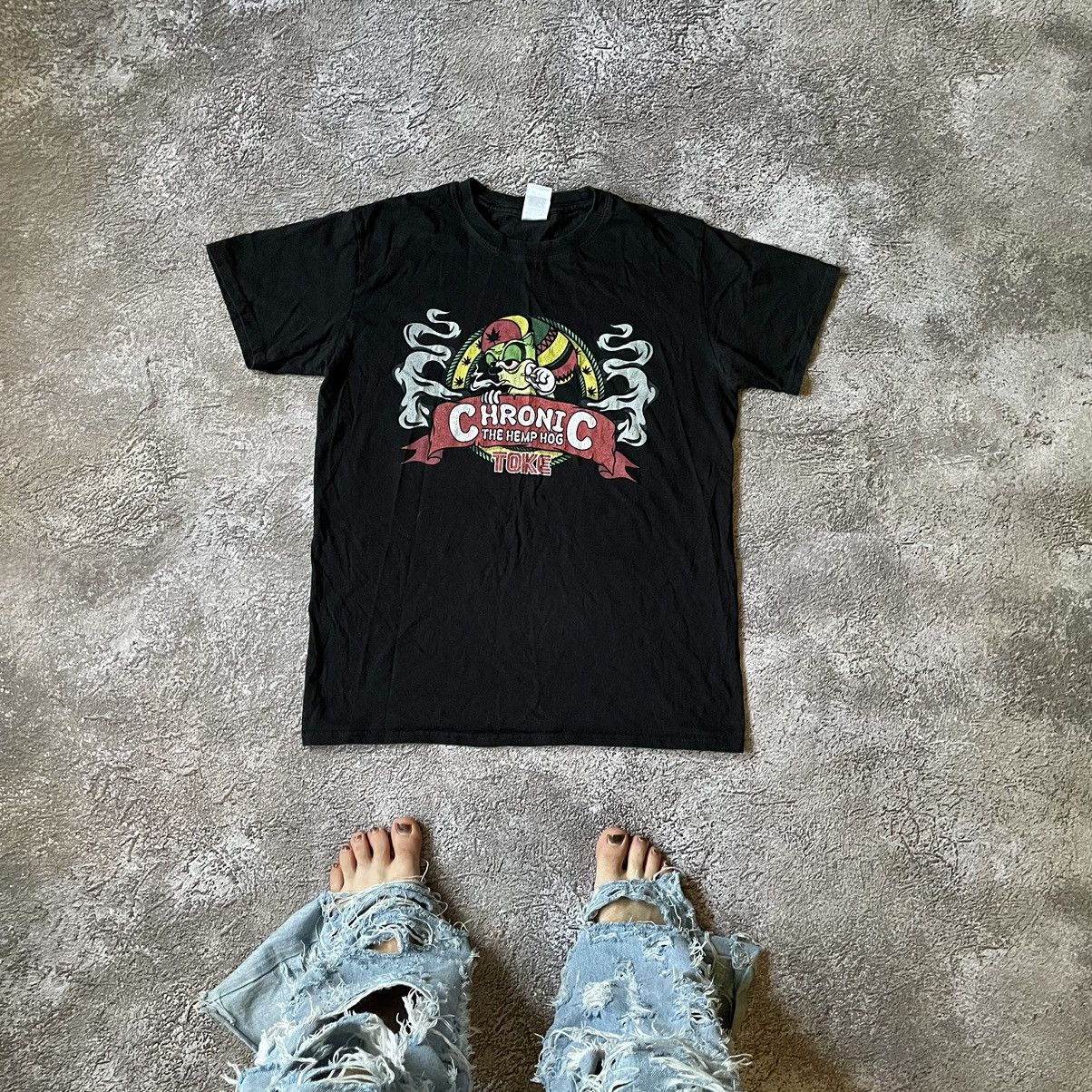 Vintage Vintage Y2K Graphic Tee Chronic Hemp Faded Black Grunge M Size US M / EU 48-50 / 2 - 1 Thumbnail