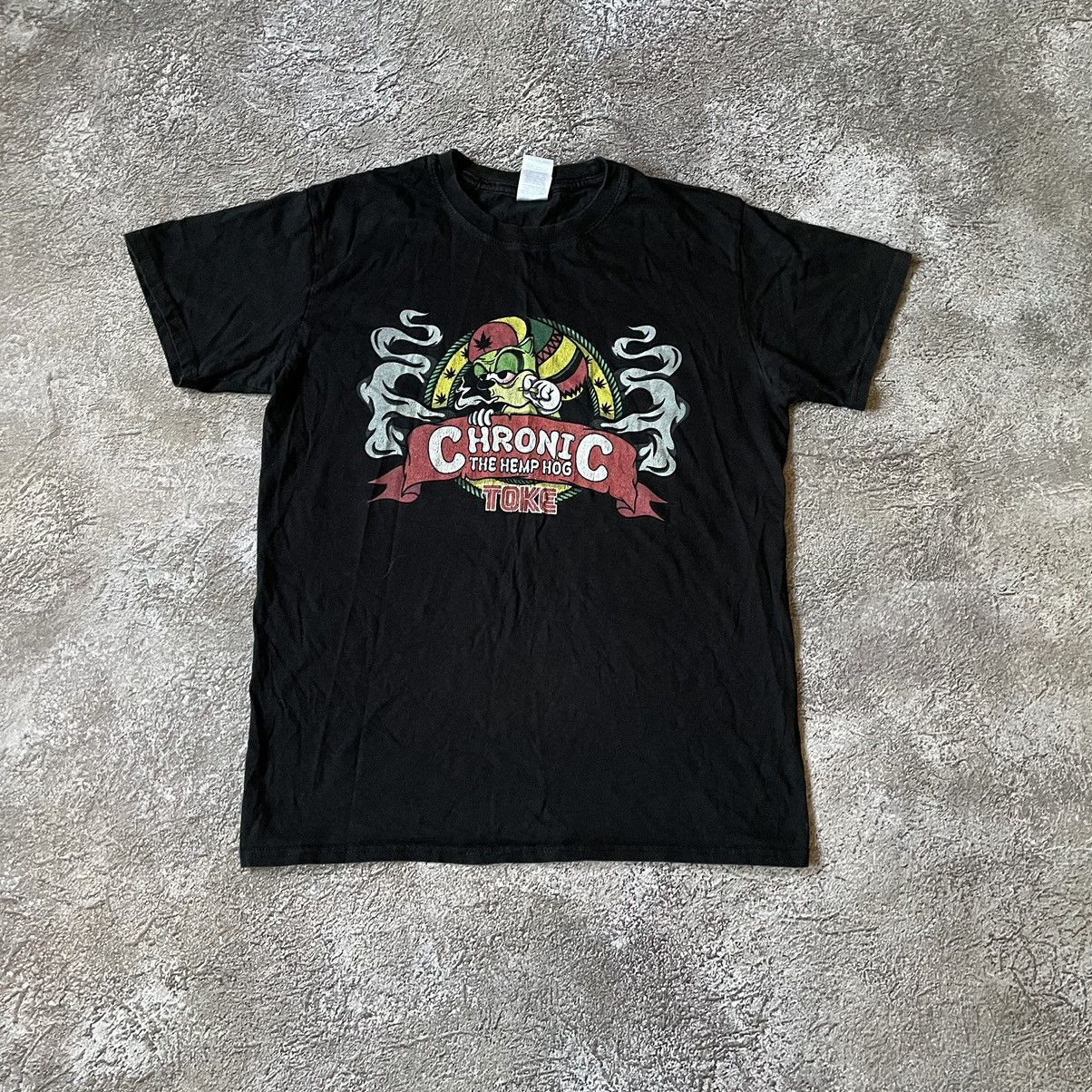 Vintage Vintage Y2K Graphic Tee Chronic Hemp Faded Black Grunge M Size US M / EU 48-50 / 2 - 2 Thumbnail