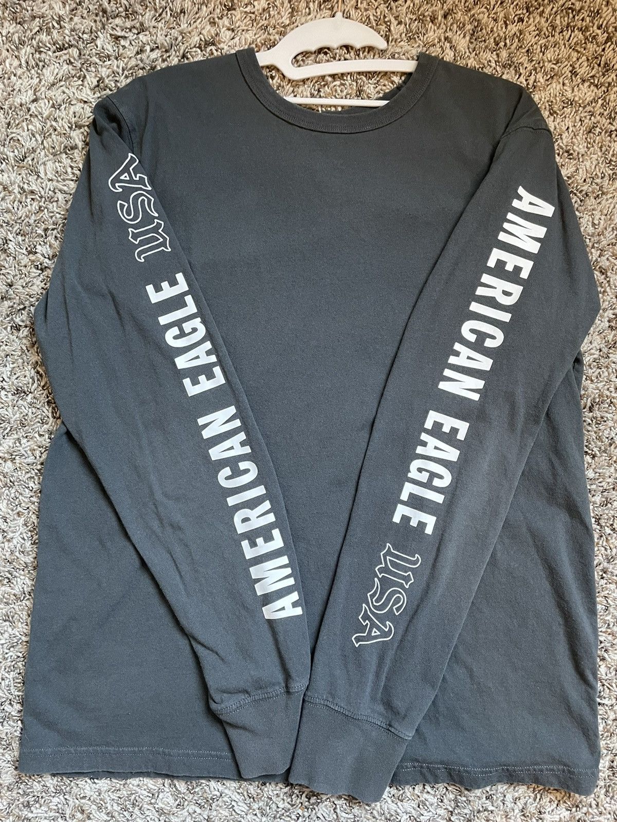 American Eagle Outfitters Gray American Eagle Long Sleeve Graphic Tee Small Size US M / EU 48-50 / 2 - 1 Thumbnail