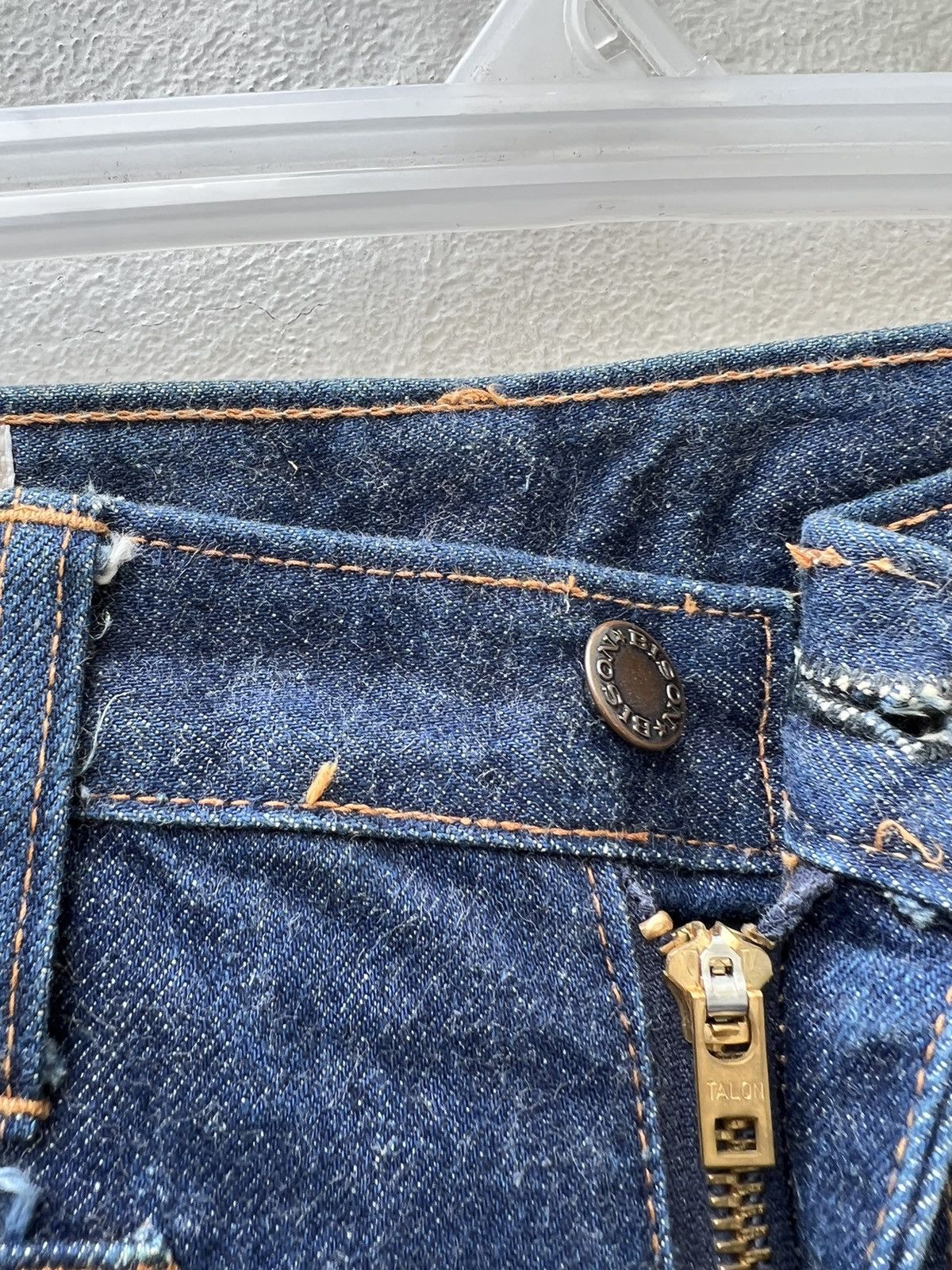 Vintage Vintage 70s BISON Japan 4 Pocket Blue Denim Bootcut Jeans Size US 28 / EU 44 - 4 Thumbnail