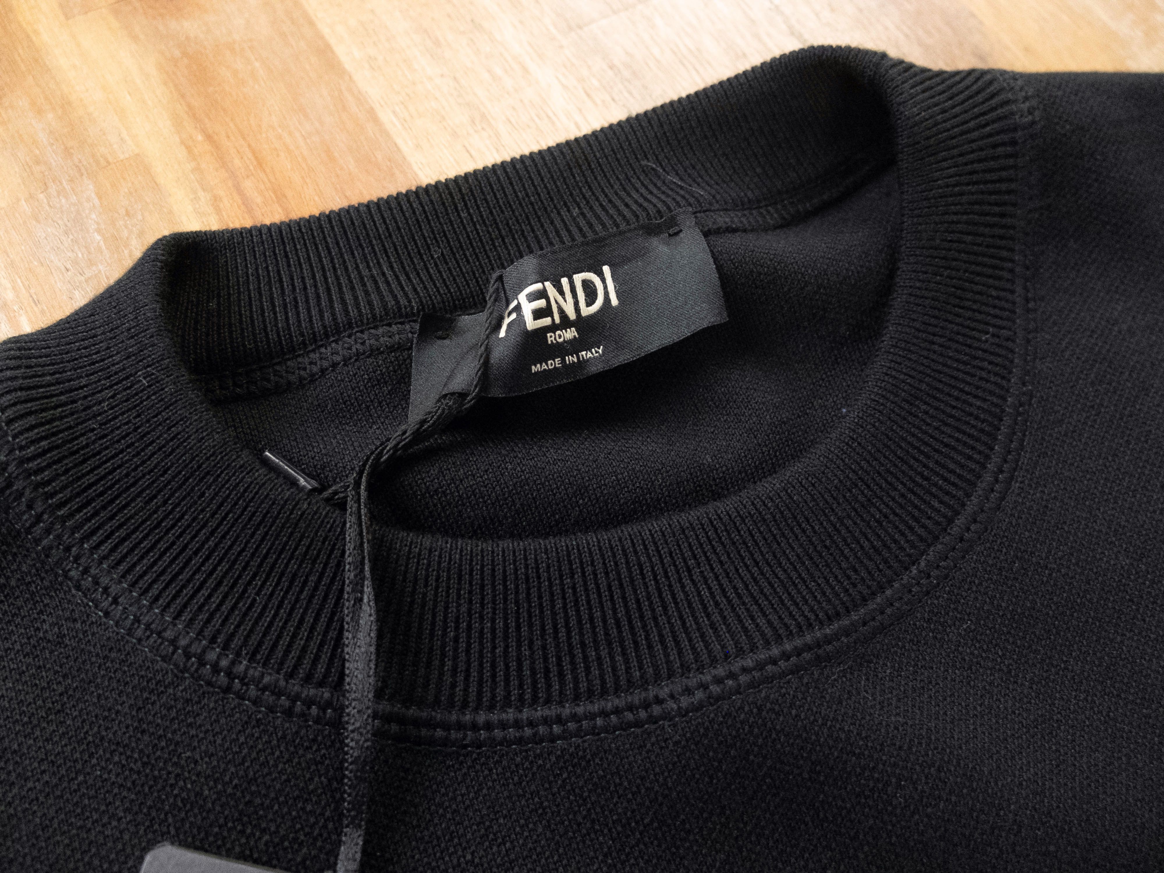 Fendi $1169 FENDI black leather logo pocket sweater 52 EU / XL Size US XL / EU 56 / 4 - 6 Thumbnail