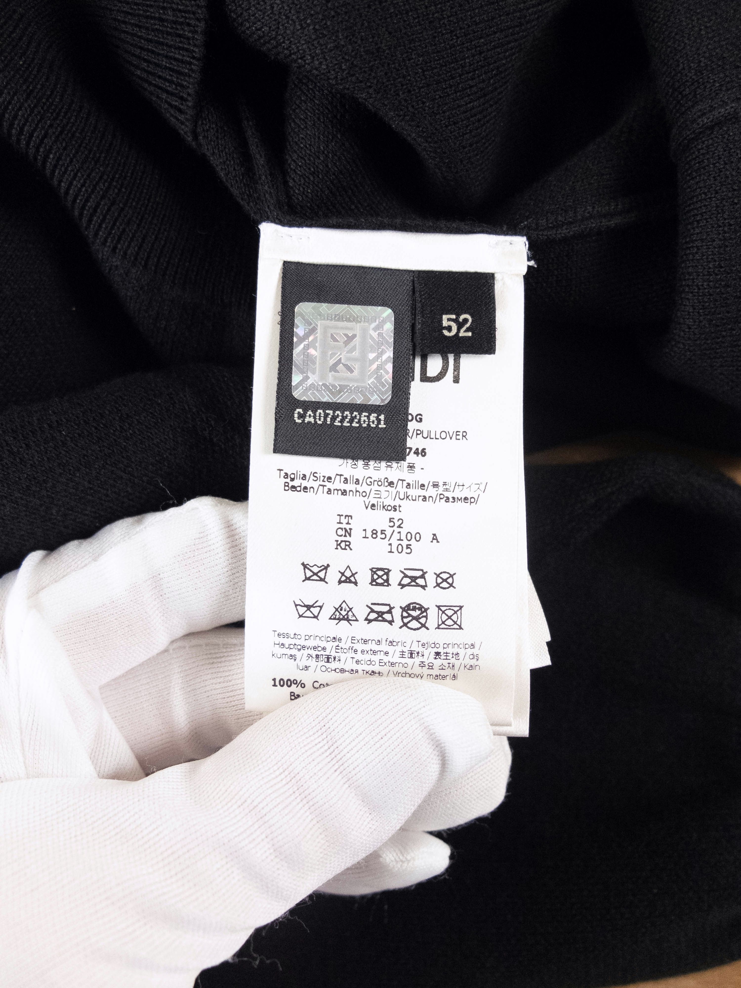 Fendi $1169 FENDI black leather logo pocket sweater 52 EU / XL Size US XL / EU 56 / 4 - 10 Thumbnail