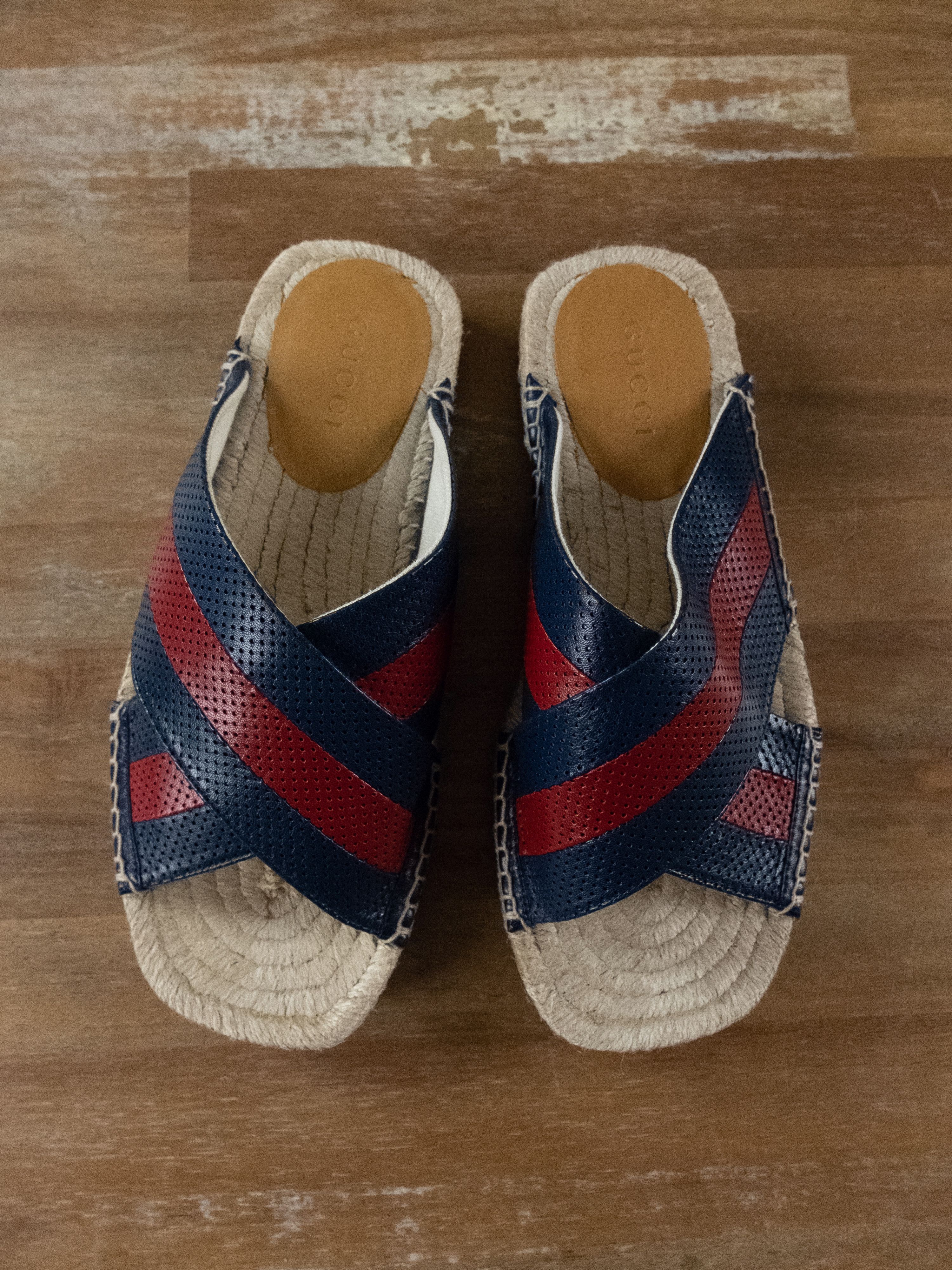Gucci GUCCI Malaga blue red stripe slides sandals 7 US / 6.5 UK Size US 7 / EU 40 - 3 Thumbnail