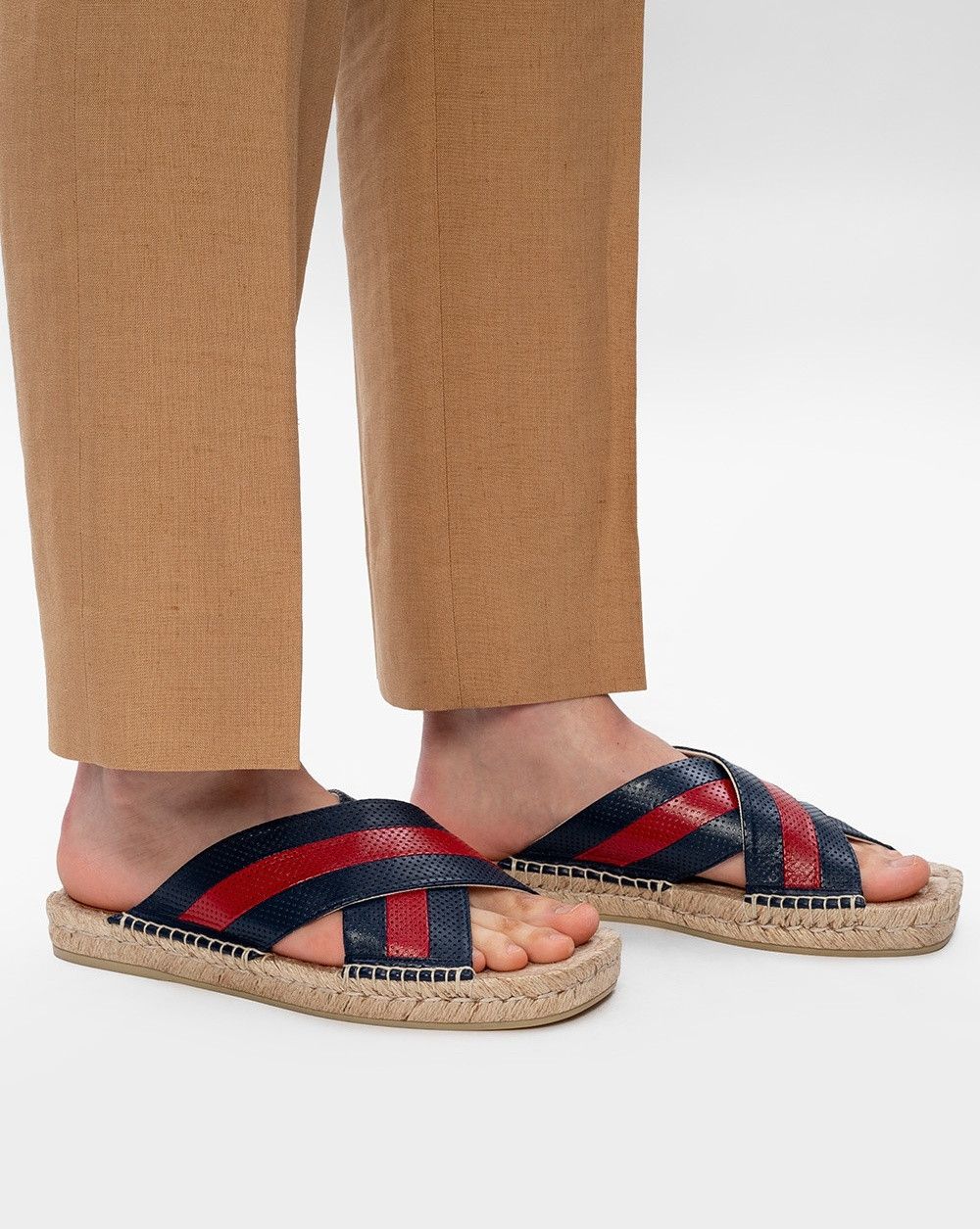 Gucci GUCCI Malaga blue red stripe slides sandals 7 US / 6.5 UK Size US 7 / EU 40 - 2 Thumbnail
