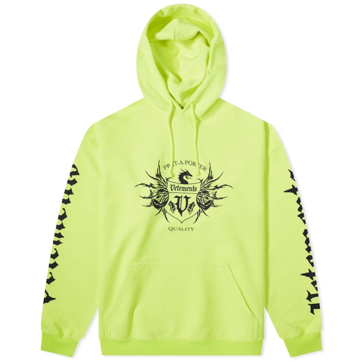 image of LimitedVetements Hardcore Pret A Porter Oversized Hoodie in Neon Yello, Men's (Size Large)