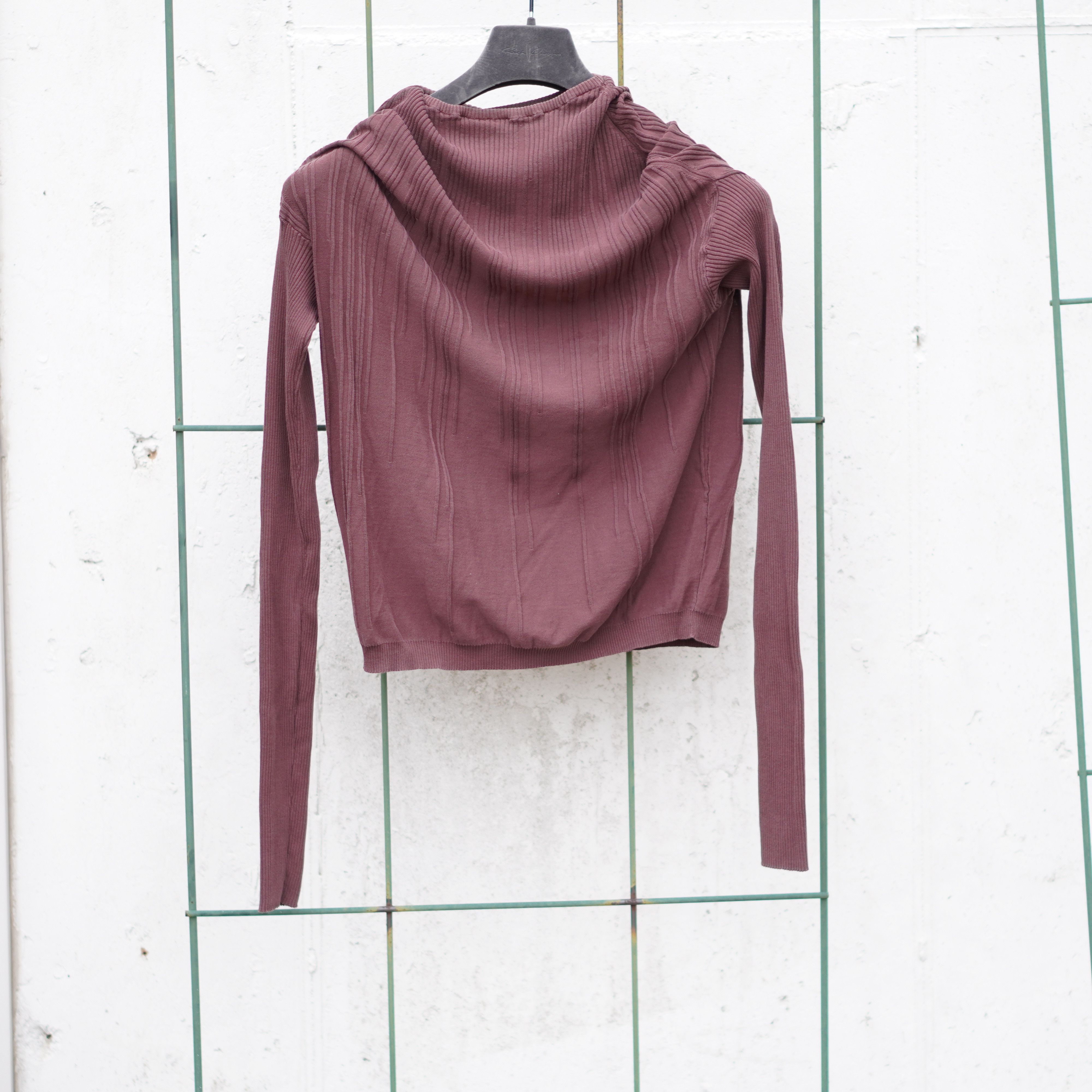image of Rick Owens Ribbed Sweater Ss17 Walrus Throat Burgundy Red, Women's (Size Medium)
