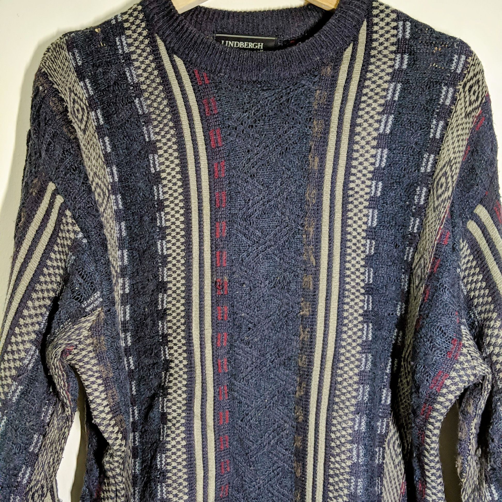 Japanese Brand Vintage Lindbergh Logo Stripe Knitwear Sweater Jumper Size US L / EU 52-54 / 3 - 3 Thumbnail