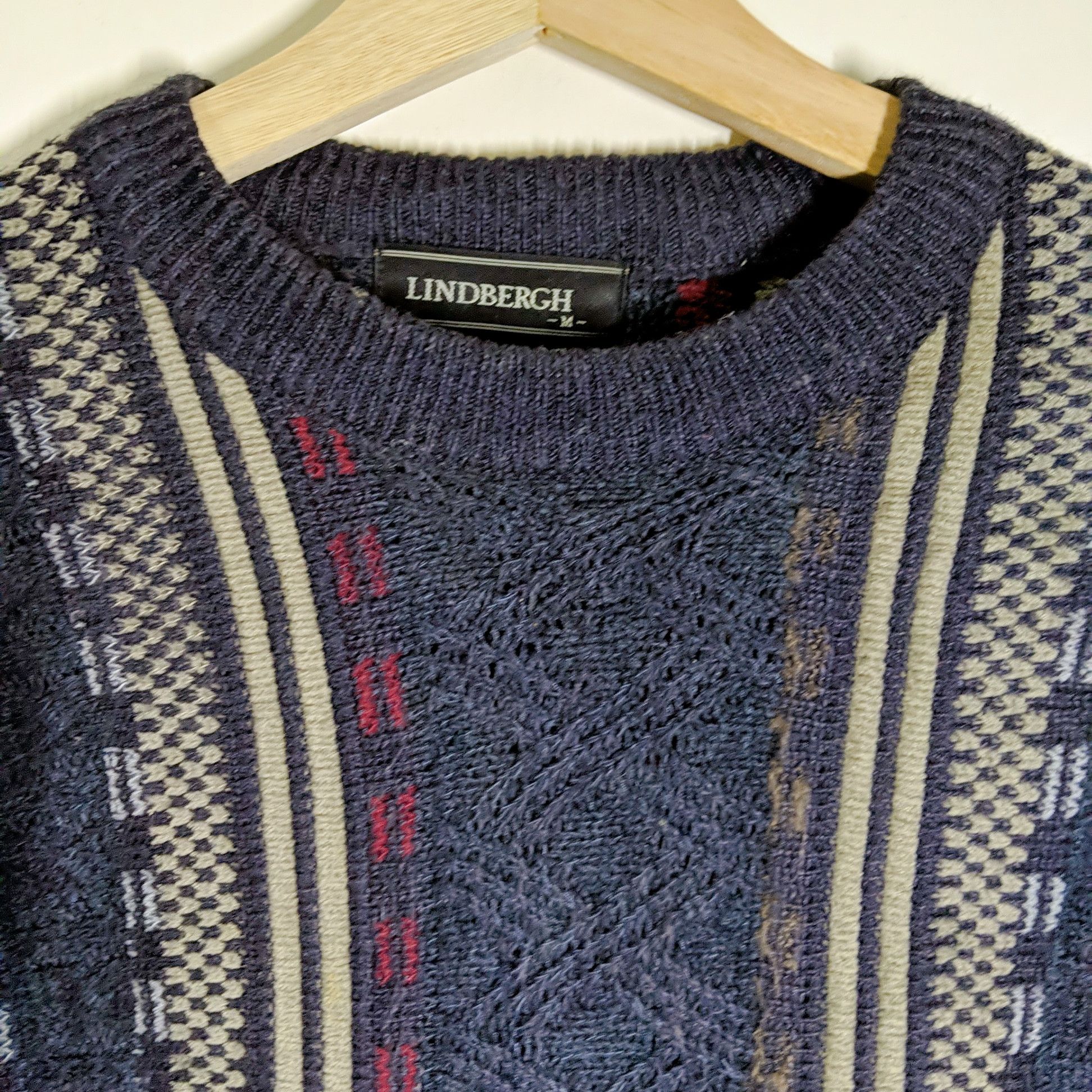 Japanese Brand Vintage Lindbergh Logo Stripe Knitwear Sweater Jumper Size US L / EU 52-54 / 3 - 6 Thumbnail