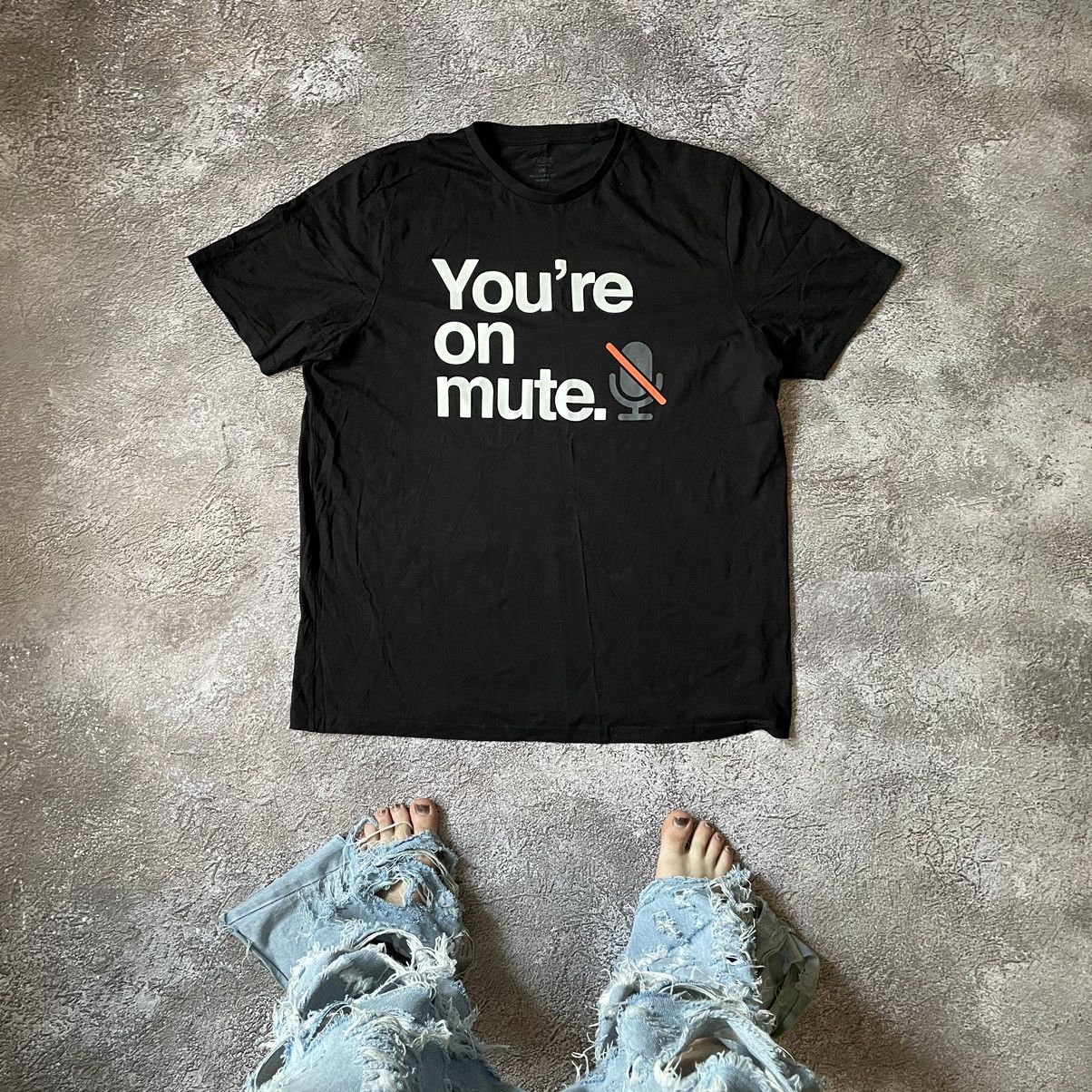 image of Humor x Vintage Y2K Adult “ You Are On Mute “ Slogan Funny Tee in Black, Men's (Size 2XL)