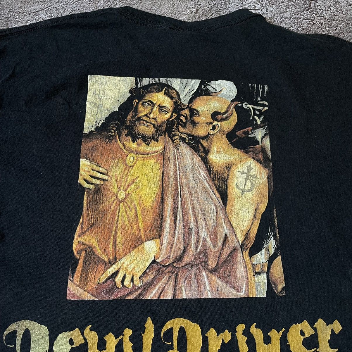 Vintage Vintage 90s Devil Driver Graphic Tee Thrashed Grunge Slim L Size US L / EU 52-54 / 3 - 7 Thumbnail