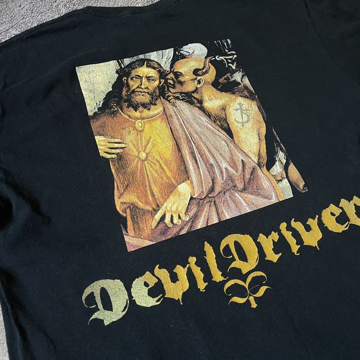 Vintage Vintage 90s Devil Driver Graphic Tee Thrashed Grunge Slim L Size US L / EU 52-54 / 3 - 6 Thumbnail