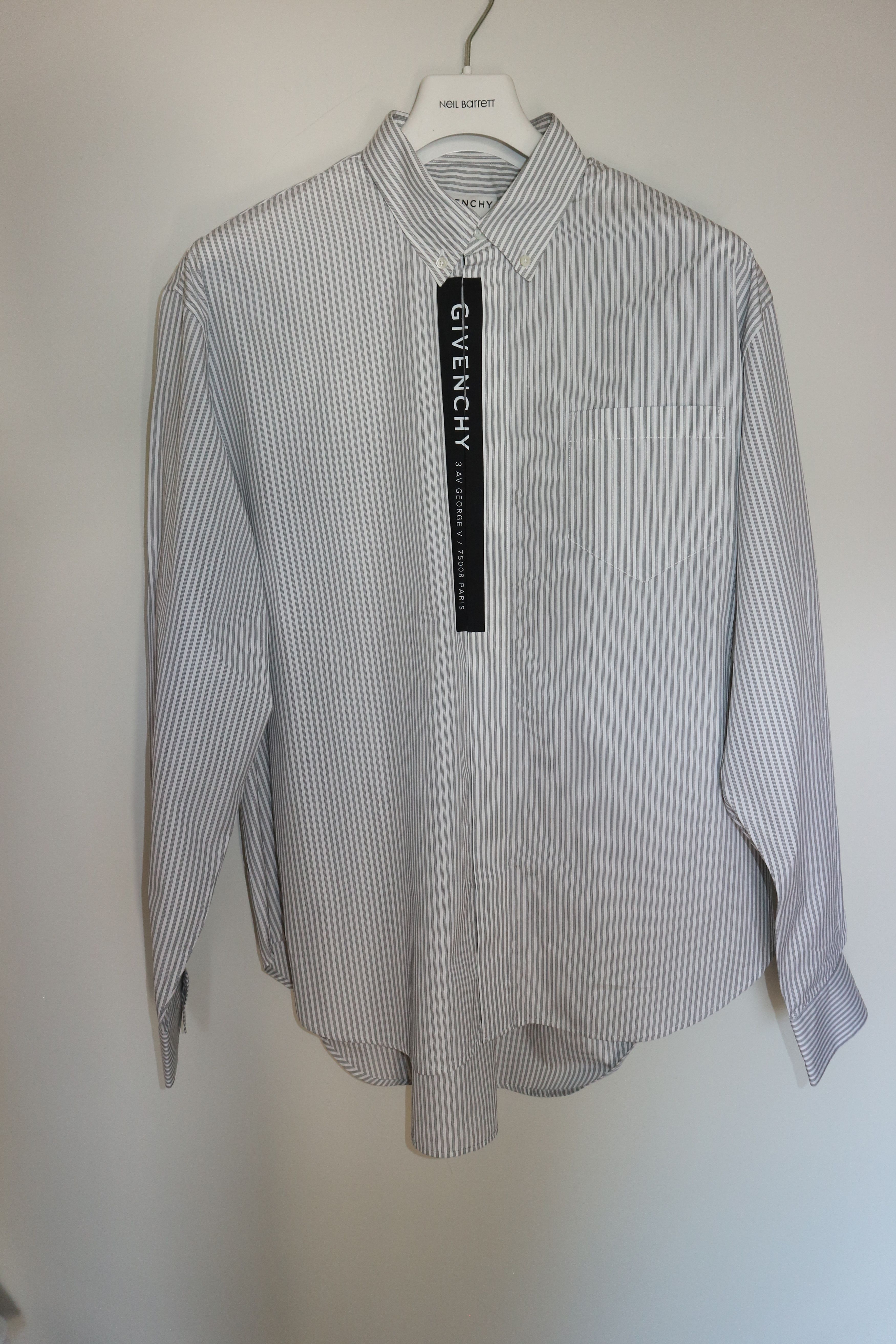 image of Givenchy Logo Tape Shirt in White/Black, Men's (Size 2XL)