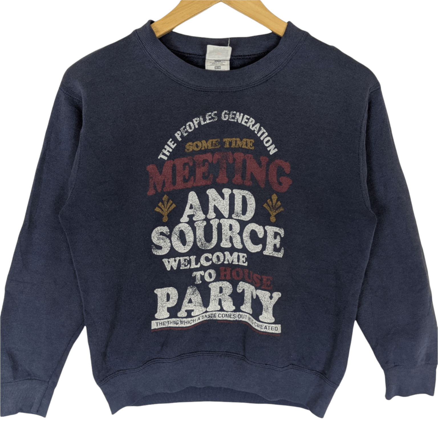 Fruit Of The Loom × Vintage Vintage 90's FOTL Welcome To Party Jumper Sweatshirt Size US XXS / EU 40 - 2 Thumbnail