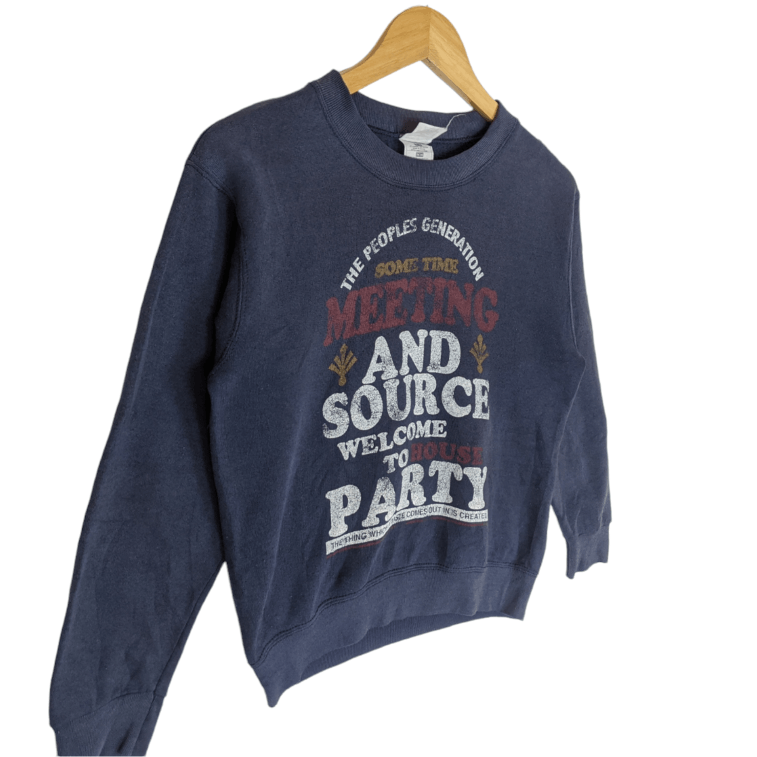 Fruit Of The Loom × Vintage Vintage 90's FOTL Welcome To Party Jumper Sweatshirt Size US XXS / EU 40 - 3 Thumbnail