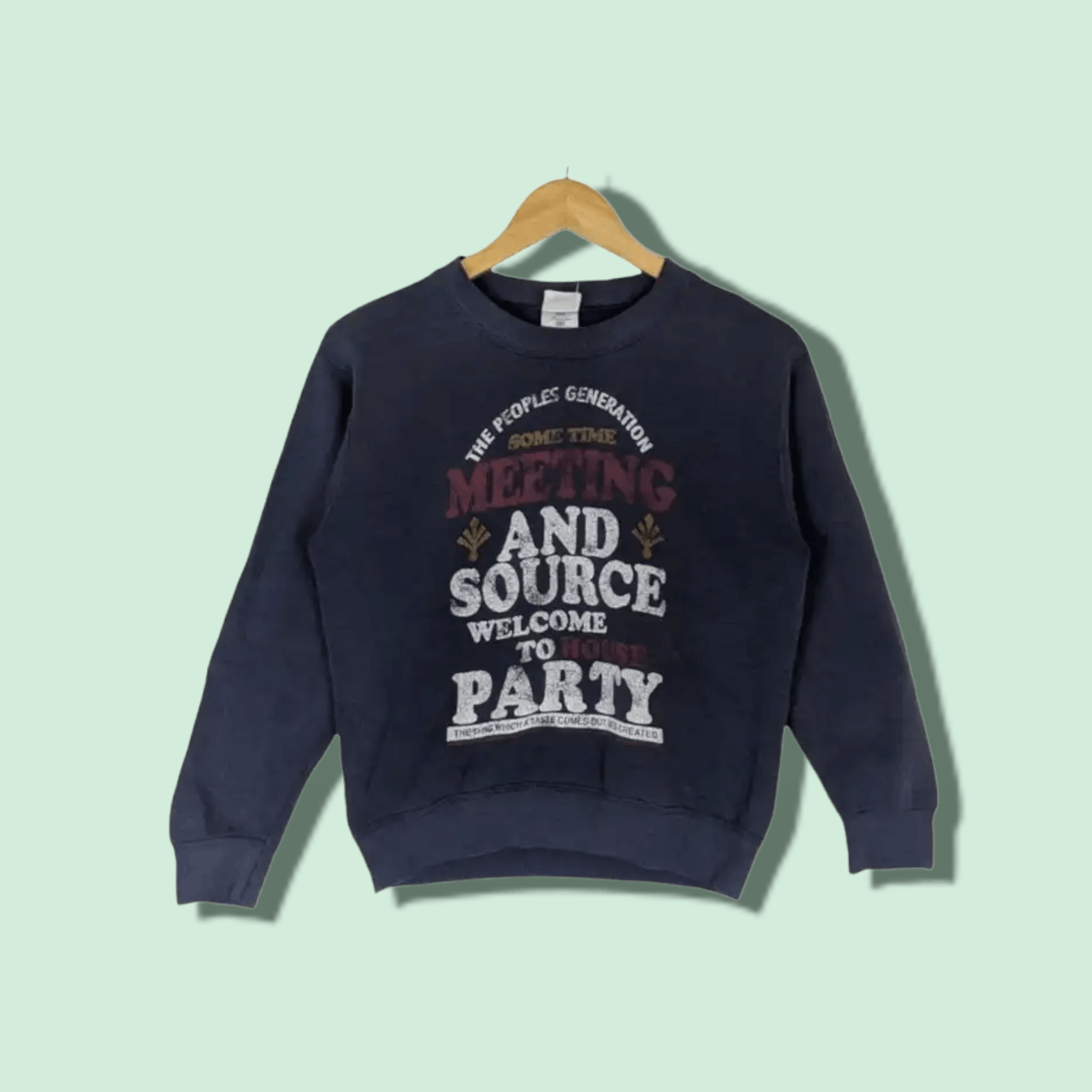 Fruit Of The Loom × Vintage Vintage 90's FOTL Welcome To Party Jumper Sweatshirt Size US XXS / EU 40 - 1 Thumbnail