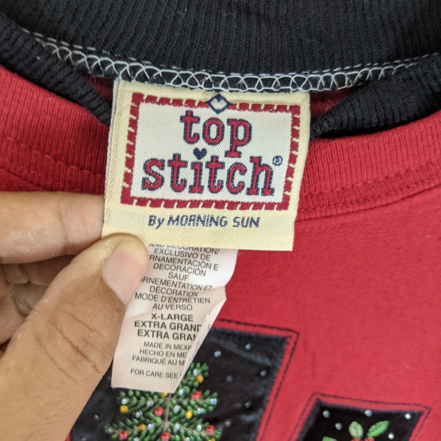 American Apparel Vintage 90's TOP STITCH Christmas Tree Jumper Sweatshirt Size US XL / EU 56 / 4 - 8 Thumbnail