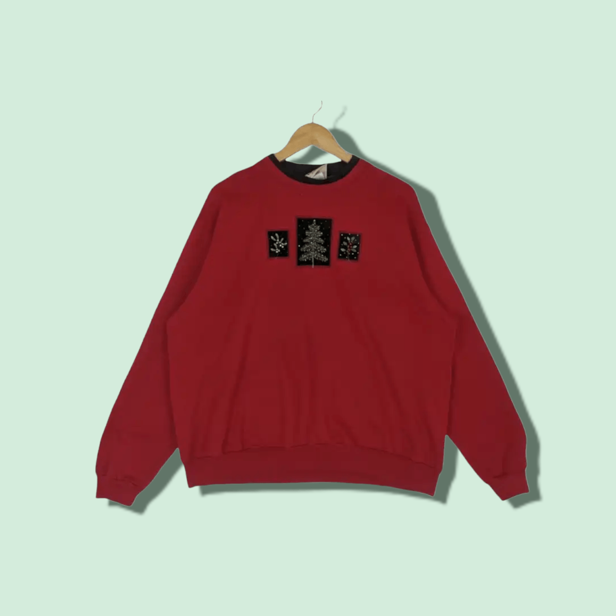 American Apparel Vintage 90's TOP STITCH Christmas Tree Jumper Sweatshirt Size US XL / EU 56 / 4 - 1 Thumbnail