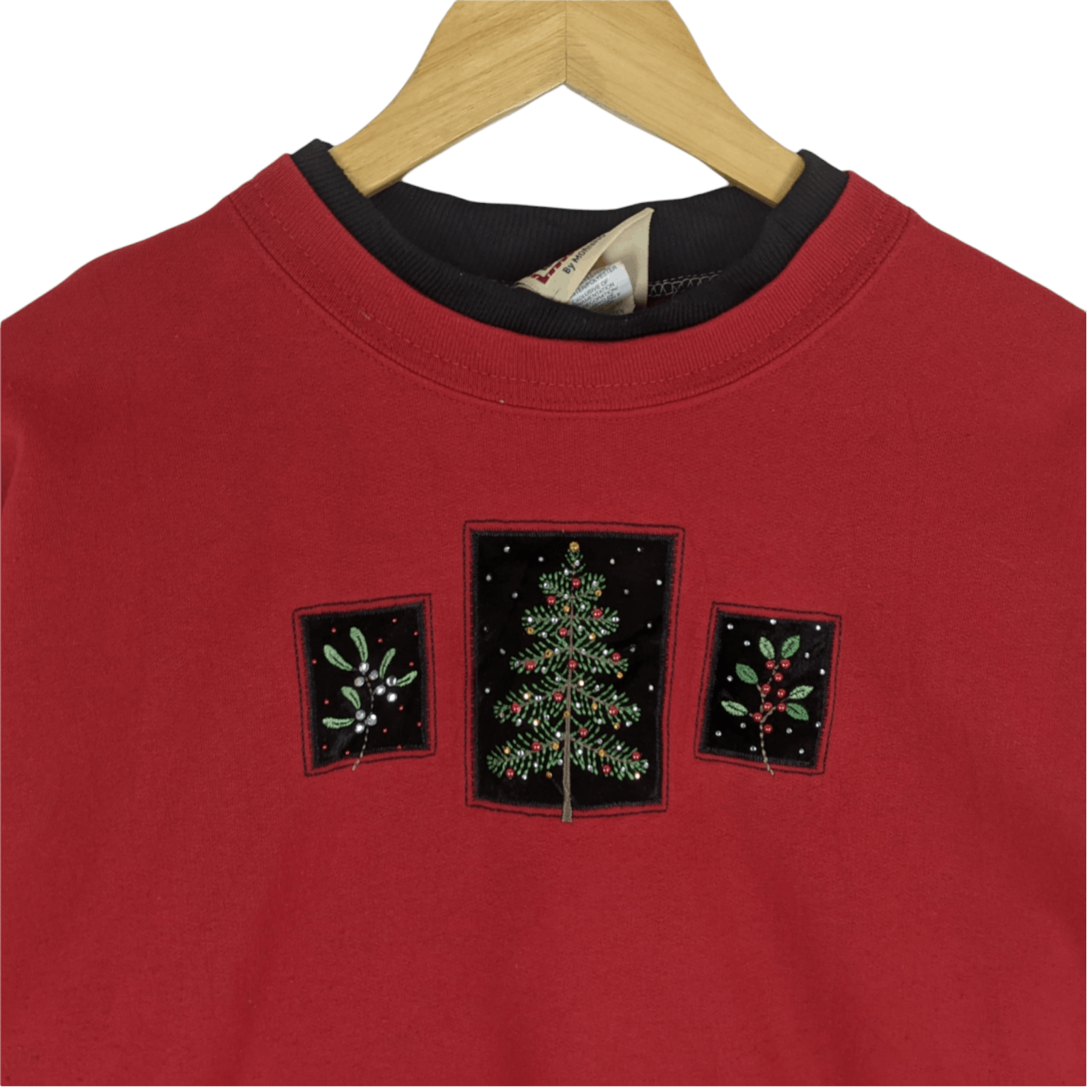 American Apparel Vintage 90's TOP STITCH Christmas Tree Jumper Sweatshirt Size US XL / EU 56 / 4 - 4 Thumbnail
