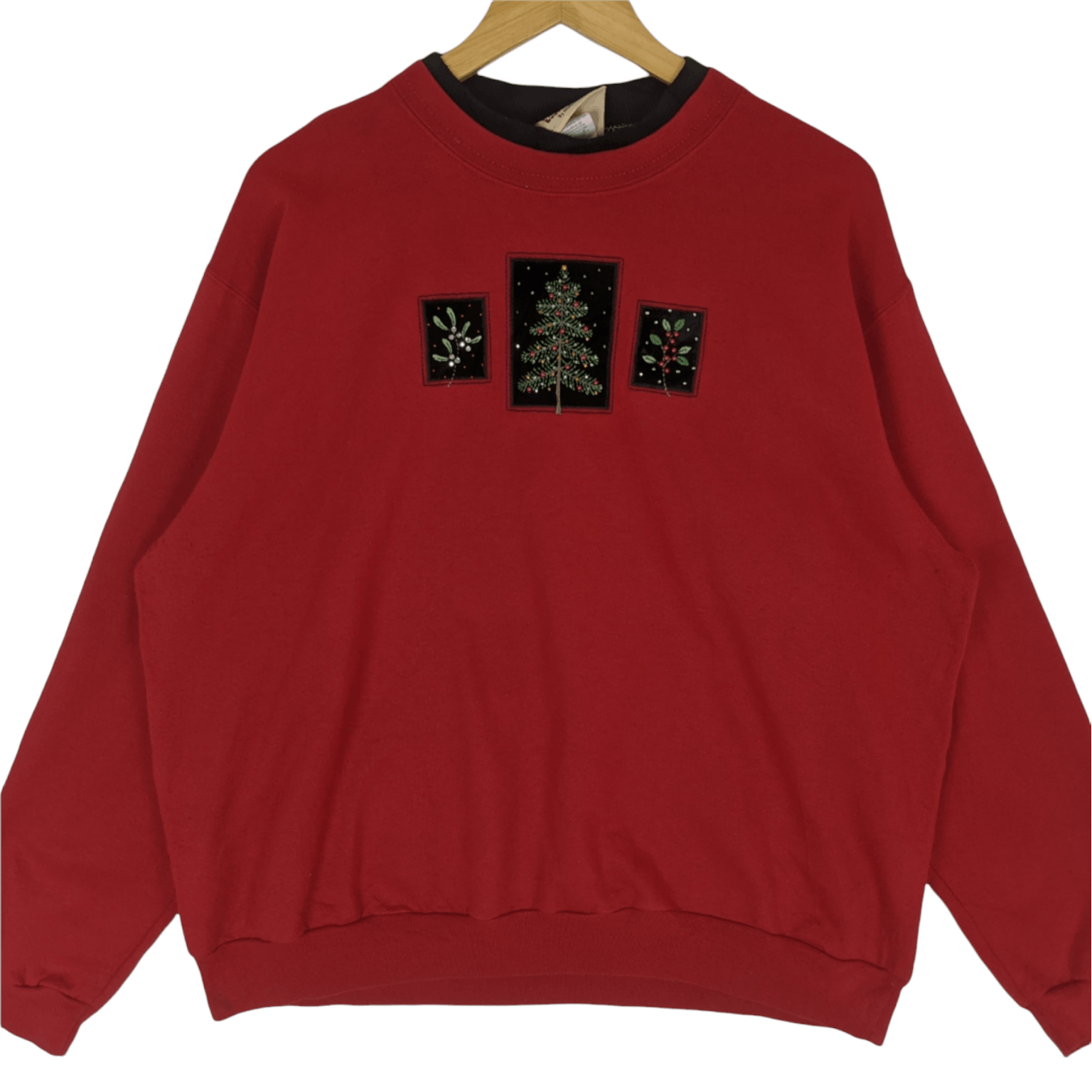 American Apparel Vintage 90's TOP STITCH Christmas Tree Jumper Sweatshirt Size US XL / EU 56 / 4 - 2 Thumbnail