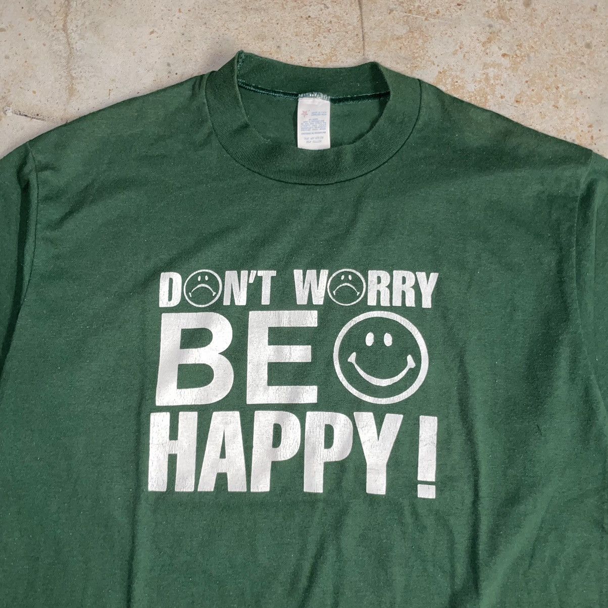 Japanese Brand × Vintage Crazy Vintage 90s Humor Funny Quote Irony Be Happy Green Tee Size US L / EU 52-54 / 3 - 1 Thumbnail