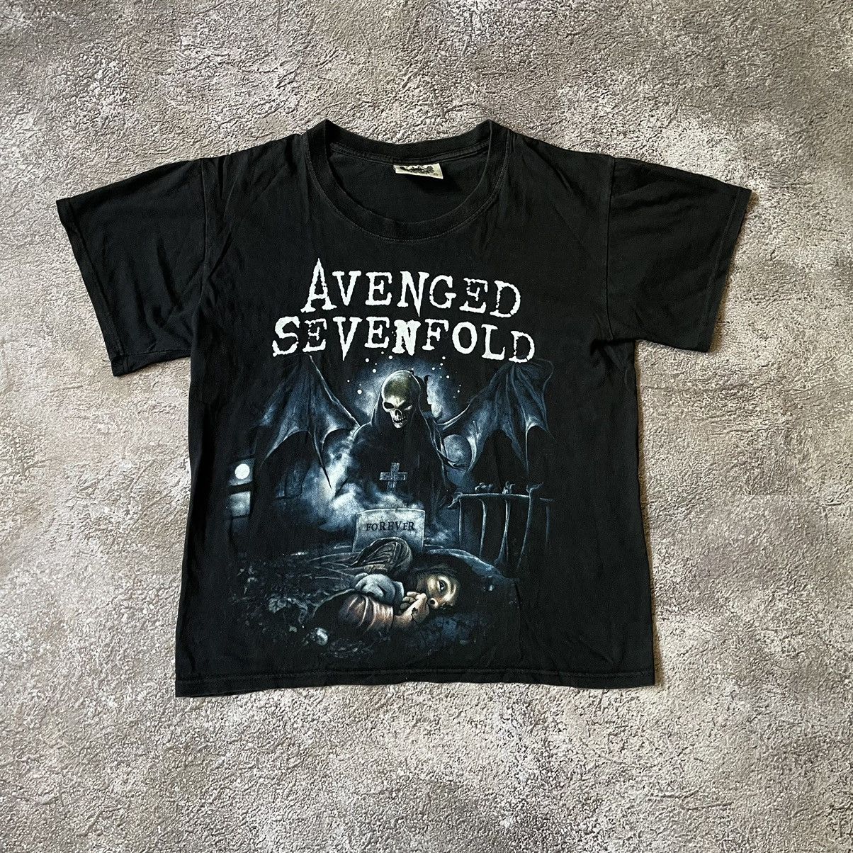 Vintage Vintage 90s Avenged Sevenfold Band Tee Graphic Black Baggy M Size US M / EU 48-50 / 2 - 2 Thumbnail
