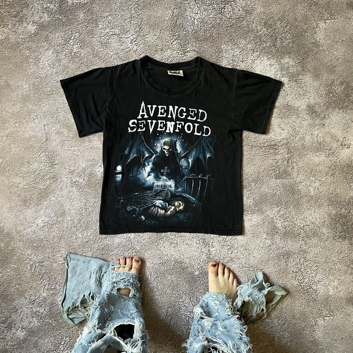 Vintage Vintage 90s Avenged Sevenfold Band Tee Graphic Black Baggy M Size US M / EU 48-50 / 2 - 1 Thumbnail