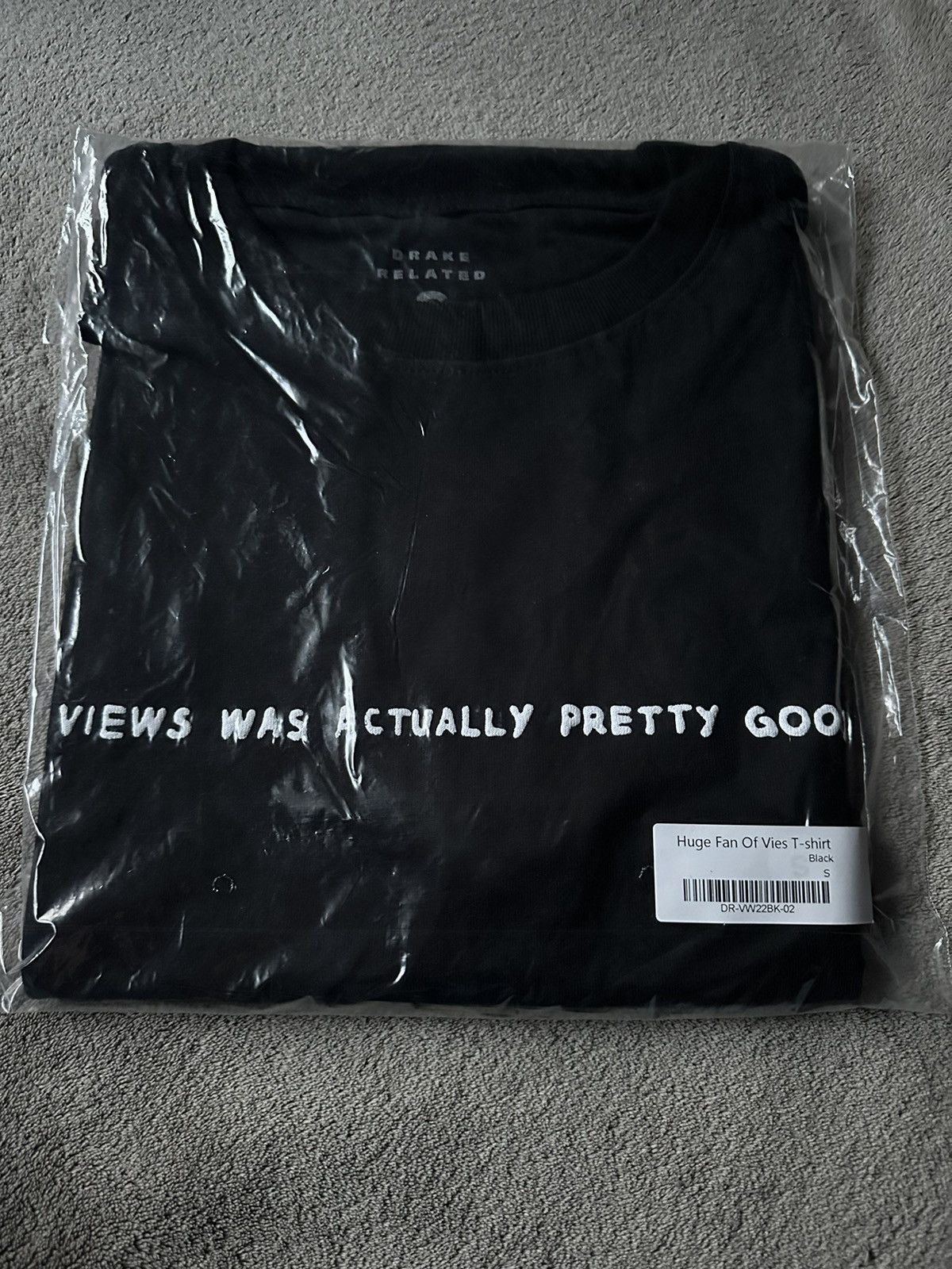 Image of Drake Views T-Shirt Huge Fan in Black, Men's (Size Small)