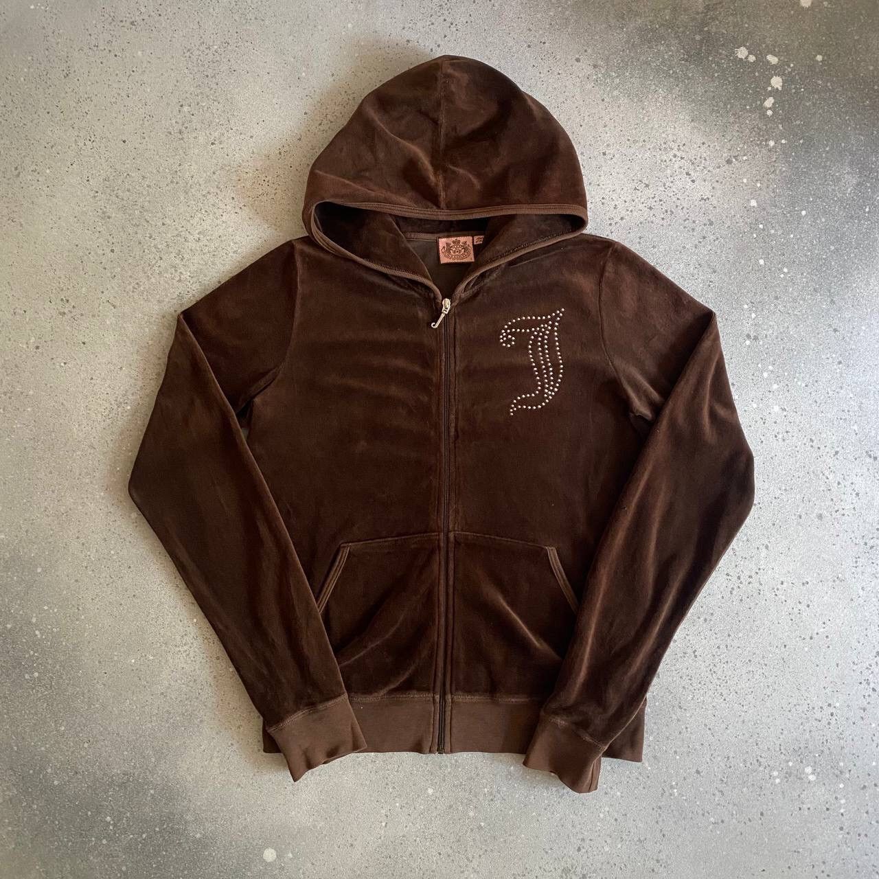 Juicy Couture Y2K Juicy Couture Vintage Velour Brown Glam Zip Hoodie Size L / US 10 / IT 46 - 2 Thumbnail