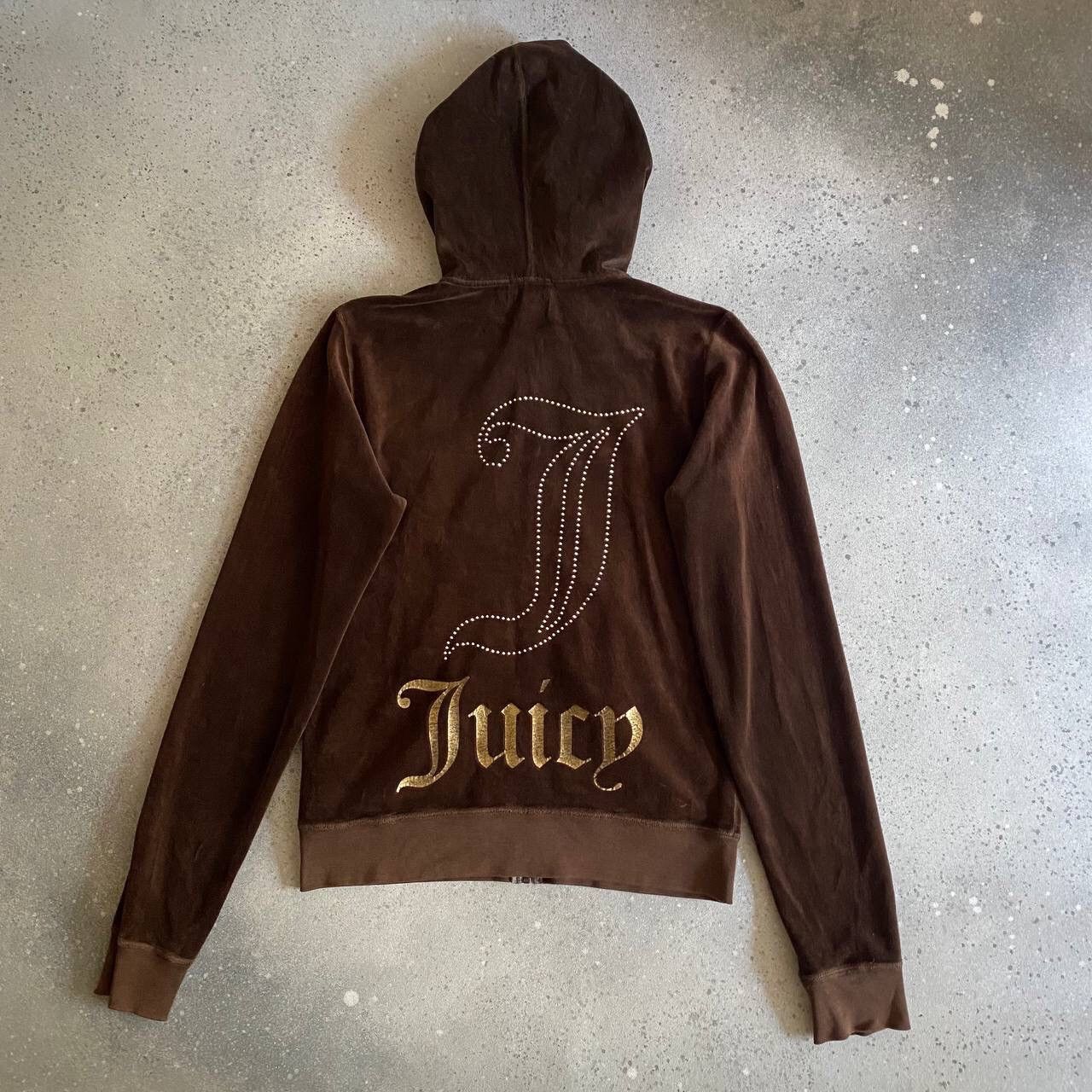 Juicy Couture Y2K Juicy Couture Vintage Velour Brown Glam Zip Hoodie Size L / US 10 / IT 46 - 1 Thumbnail