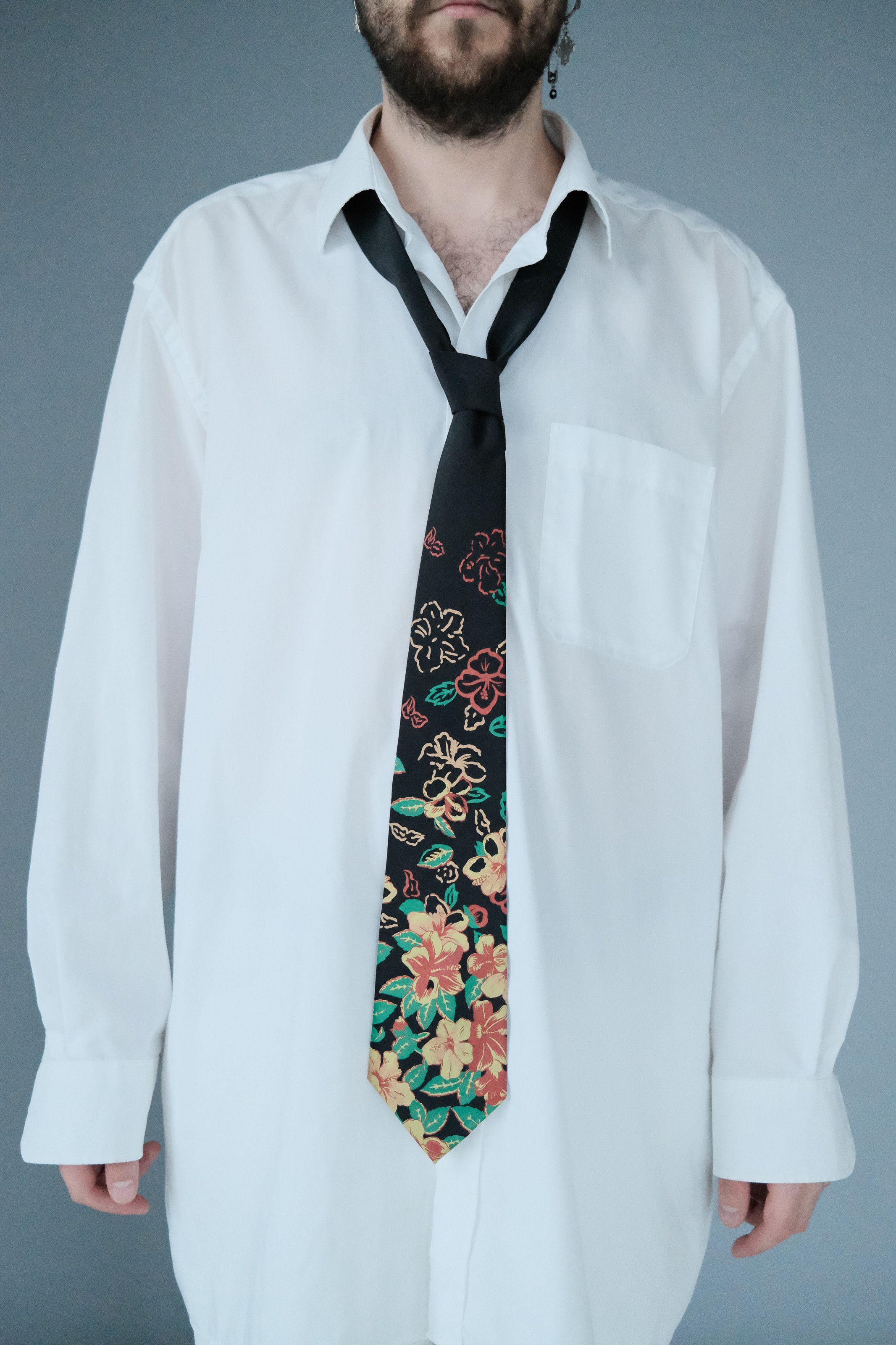 image of Archival Clothing x Jean Paul Gaultier Mid 2000S Multicolor Flowers Tie, Men's