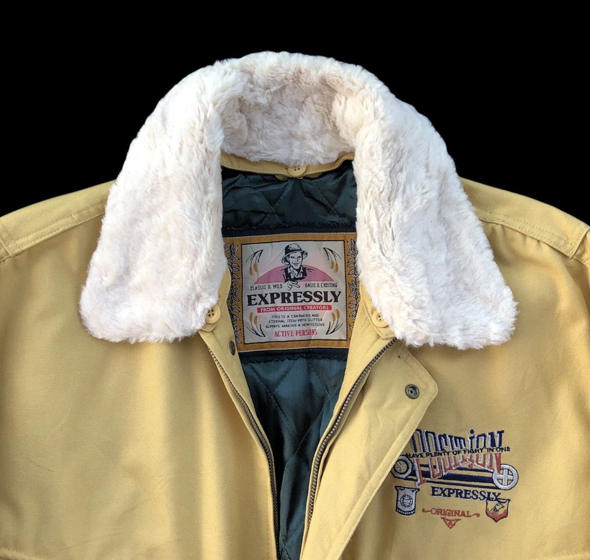 PERSON'S Vintage Expressly Position Faux Fur Collar Bomber Jacket Size US L / EU 52-54 / 3 - 7 Thumbnail