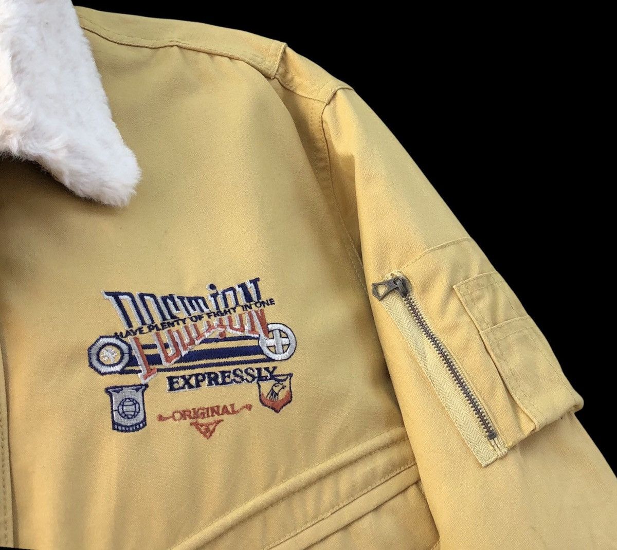 PERSON'S Vintage Expressly Position Faux Fur Collar Bomber Jacket Size US L / EU 52-54 / 3 - 11 Thumbnail