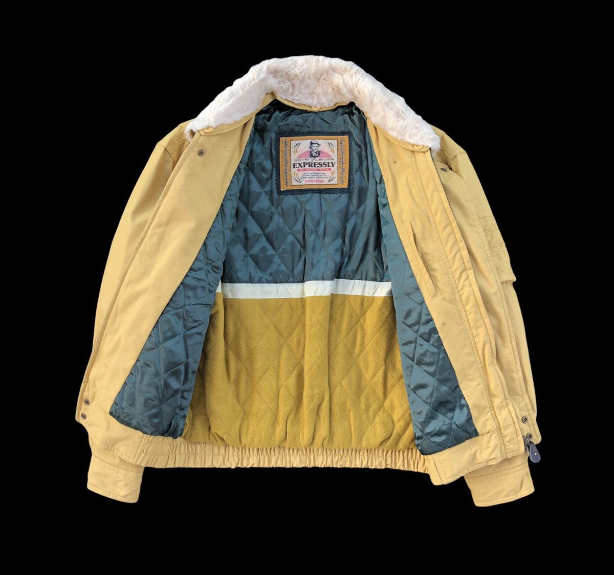 PERSON'S Vintage Expressly Position Faux Fur Collar Bomber Jacket Size US L / EU 52-54 / 3 - 8 Thumbnail