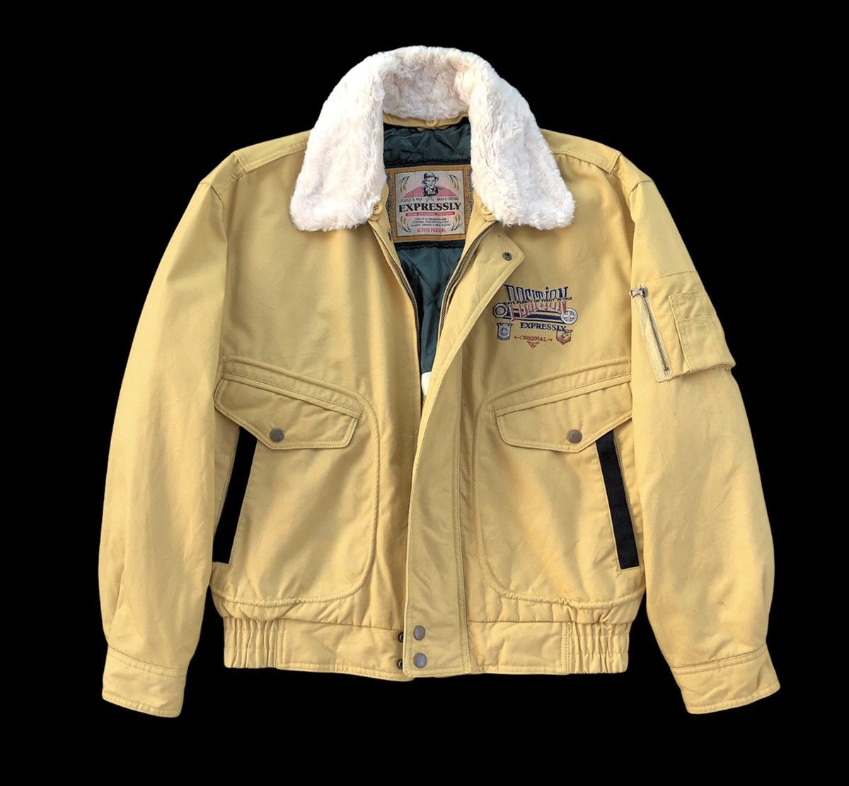 PERSON'S Vintage Expressly Position Faux Fur Collar Bomber Jacket Size US L / EU 52-54 / 3 - 6 Thumbnail