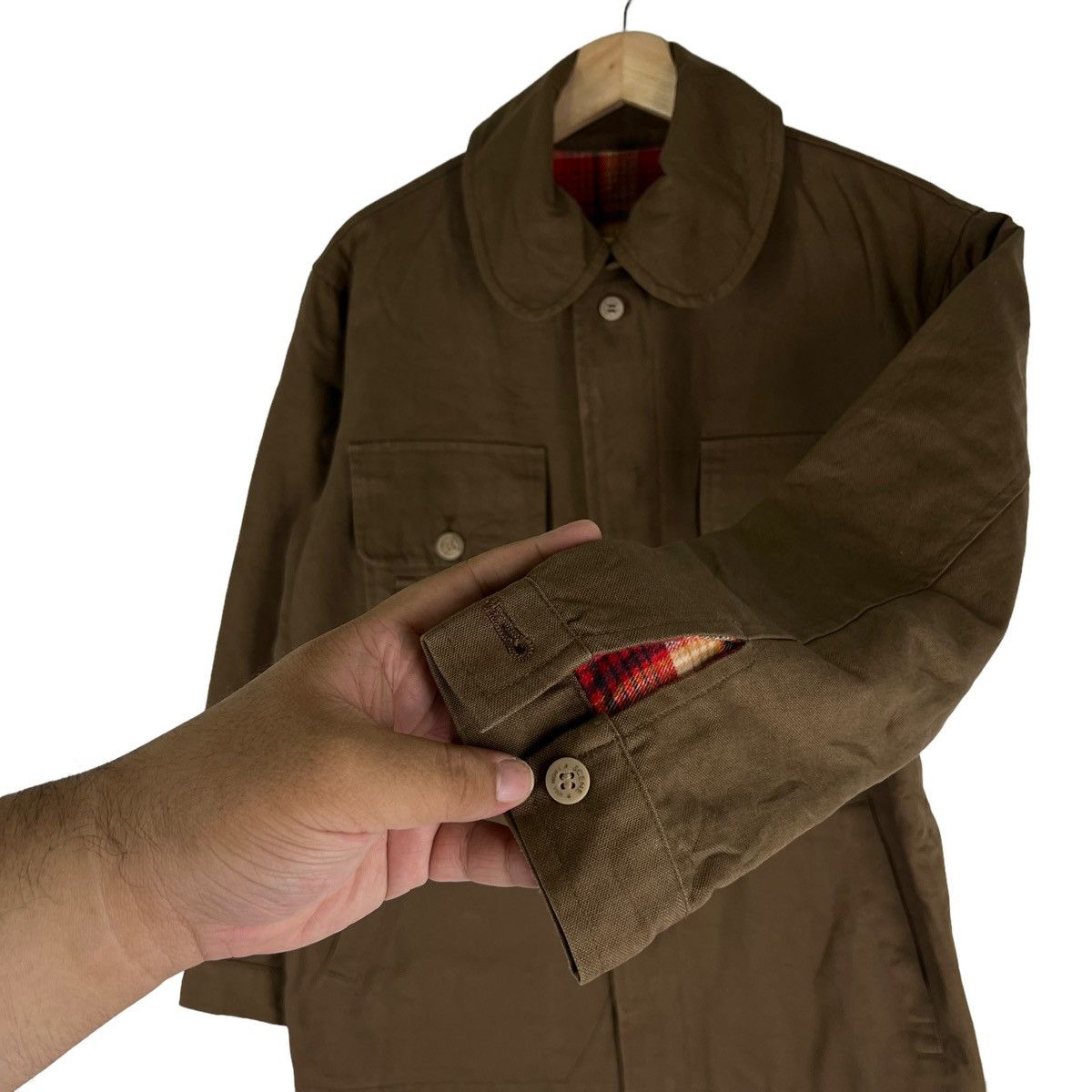 Japanese Brand VINTAGE CHORE JACKET CARGO POCKET SCENE JAPAN TARTAN LINING Size US M / EU 48-50 / 2 - 8 Thumbnail