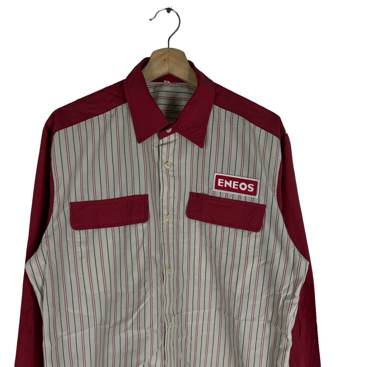 Japanese Brand VINTAGE WORKERS WEAR JACKET ENEOS BIG LOGO STRIPED DESIGN Size US L / EU 52-54 / 3 - 4 Thumbnail