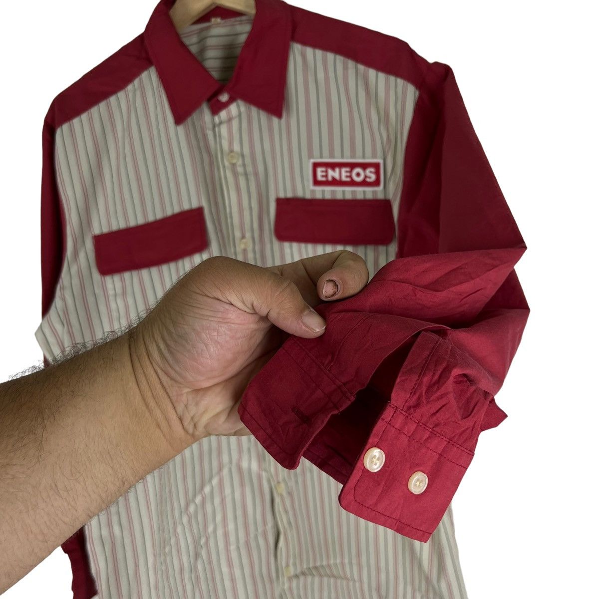Japanese Brand VINTAGE WORKERS WEAR JACKET ENEOS BIG LOGO STRIPED DESIGN Size US L / EU 52-54 / 3 - 3 Thumbnail