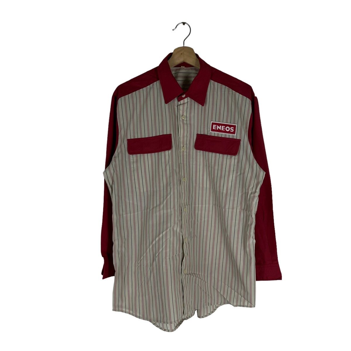 Japanese Brand VINTAGE WORKERS WEAR JACKET ENEOS BIG LOGO STRIPED DESIGN Size US L / EU 52-54 / 3 - 1 Thumbnail