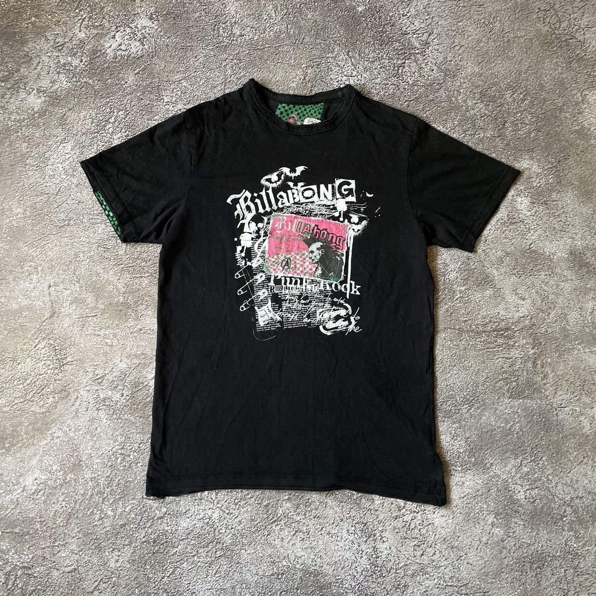 Vintage Vintage Y2K Billabong Thrashed Graphic Tee Skate Black M Size US M / EU 48-50 / 2 - 3 Thumbnail