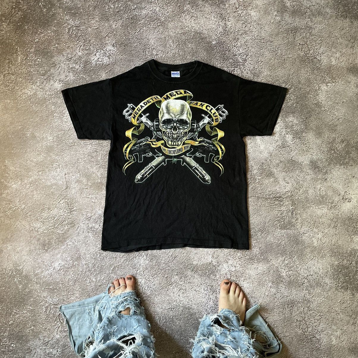 Vintage Vintage 90s Skull Graphic Tee Y2K Punk Metal Band Bleached M Size US M / EU 48-50 / 2 - 1 Thumbnail