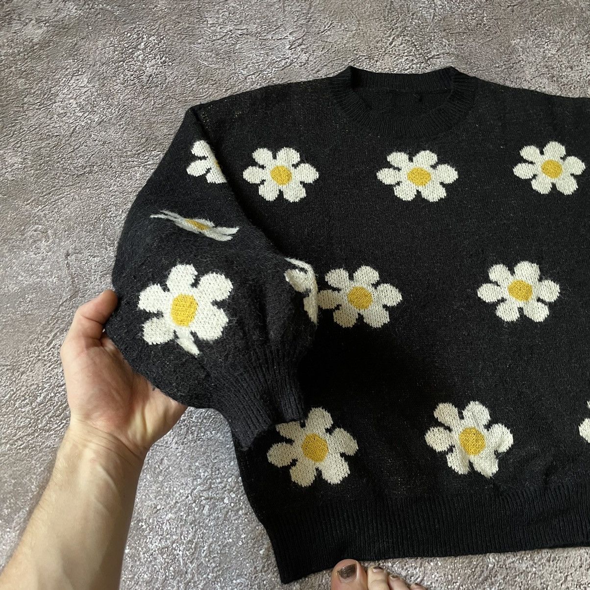 Vintage Vintage Y2K Black Floral Knit Sweater Indie Coquette Slim M Size US M / EU 48-50 / 2 - 6 Thumbnail