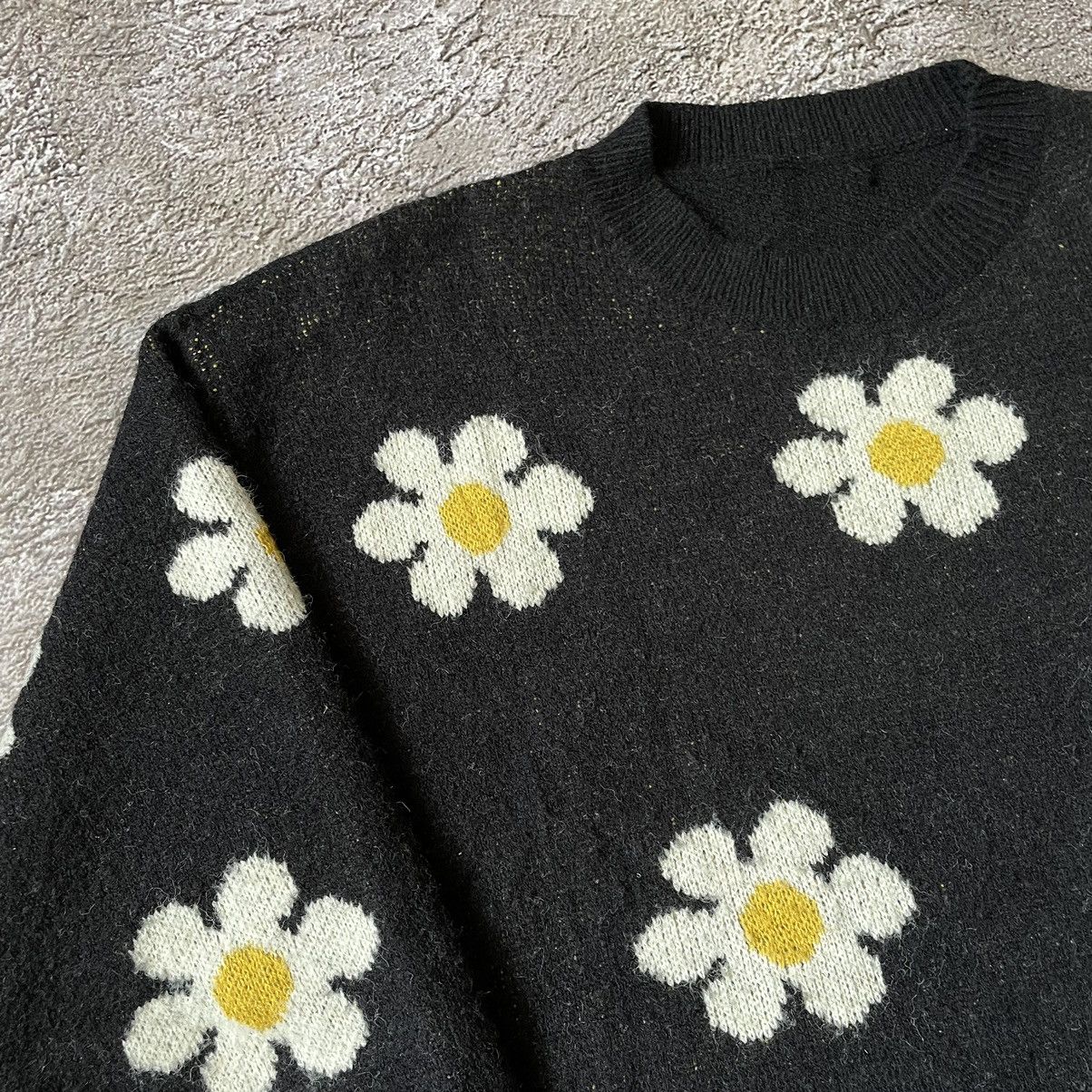 Vintage Vintage Y2K Black Floral Knit Sweater Indie Coquette Slim M Size US M / EU 48-50 / 2 - 5 Thumbnail