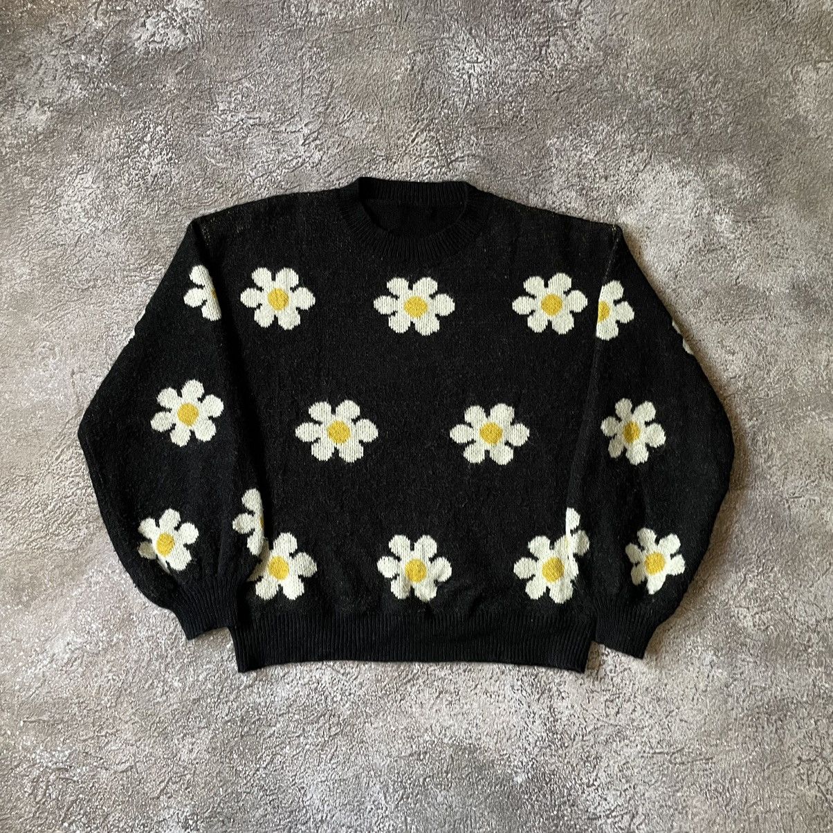 Vintage Vintage Y2K Black Floral Knit Sweater Indie Coquette Slim M Size US M / EU 48-50 / 2 - 3 Thumbnail