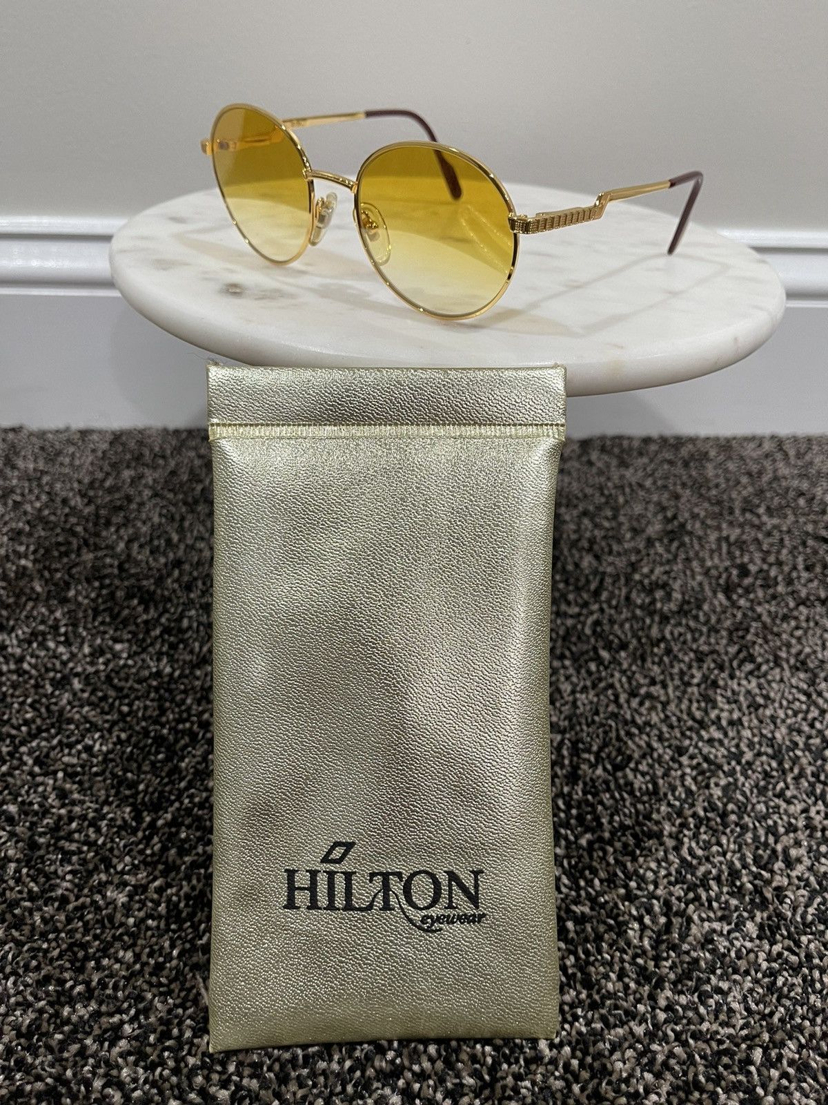 Vintage Hilton Vintage Orange Gradient / 24kt Gold / Round Sunglass Size ONE SIZE - 5 Thumbnail