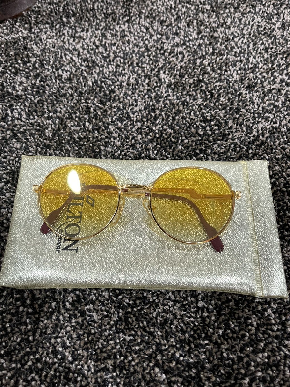 Vintage Hilton Vintage Orange Gradient / 24kt Gold / Round Sunglass Size ONE SIZE - 8 Thumbnail