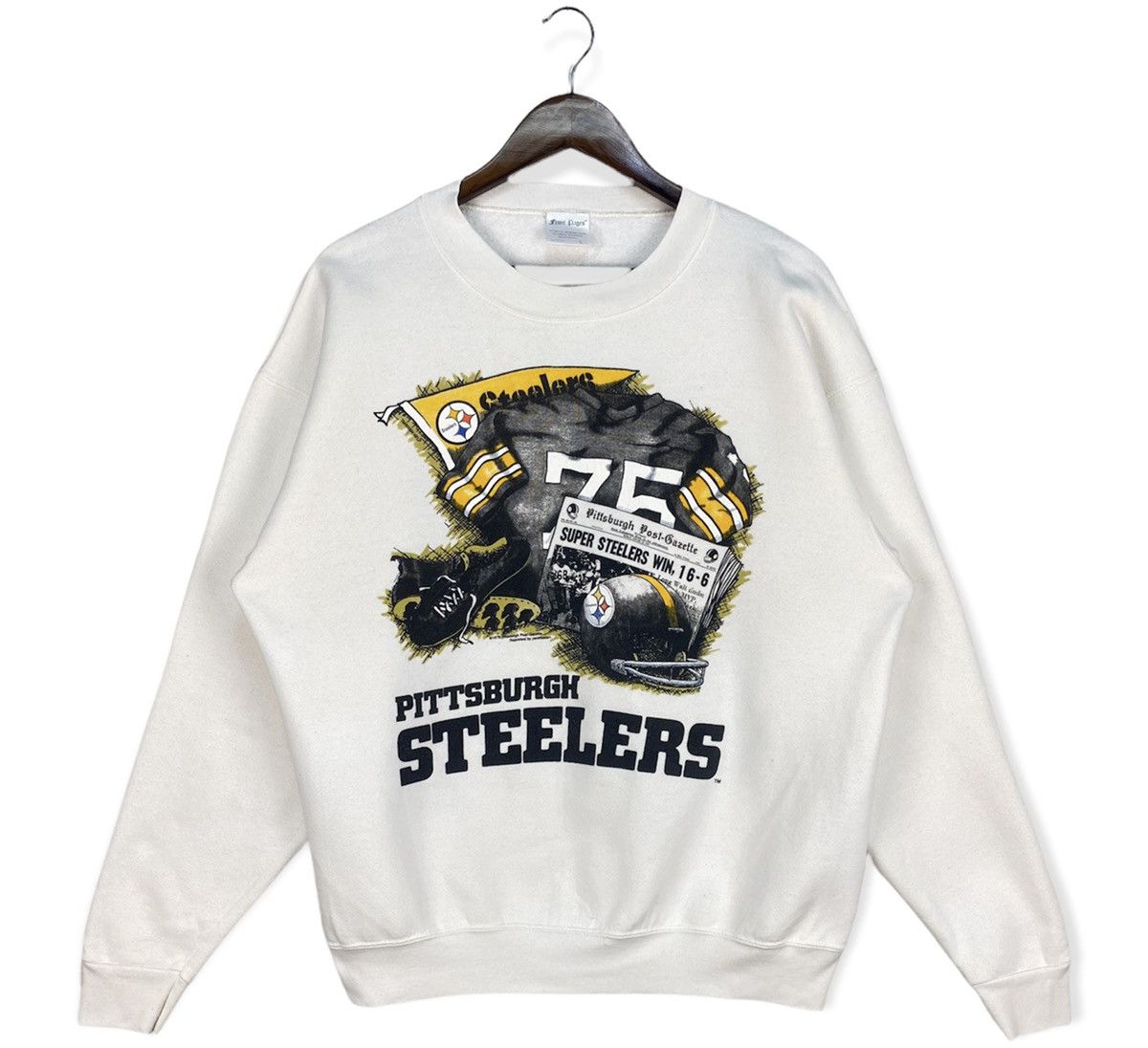 NFL Vintage Pittsburgh Steelers Famous Newspaper Sweatshirt Size US L / EU 52-54 / 3 - 1 Thumbnail