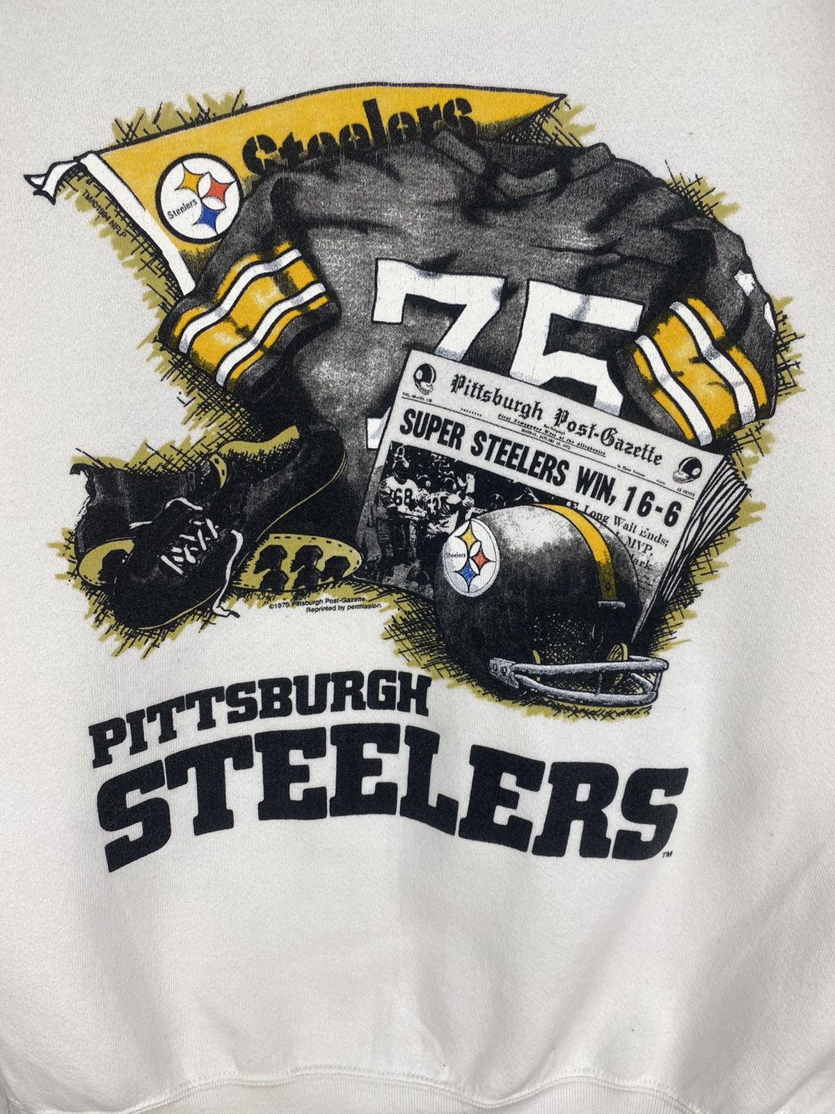 NFL Vintage Pittsburgh Steelers Famous Newspaper Sweatshirt Size US L / EU 52-54 / 3 - 2 Thumbnail