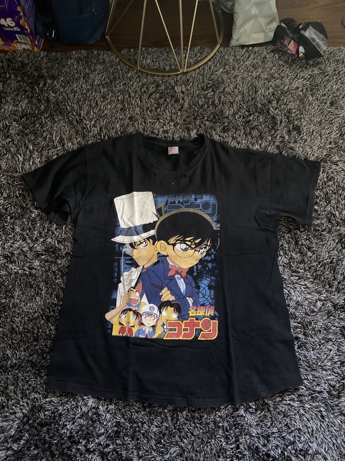 image of Vintage Anime Detective Conan in Black, Men's (Size XL)