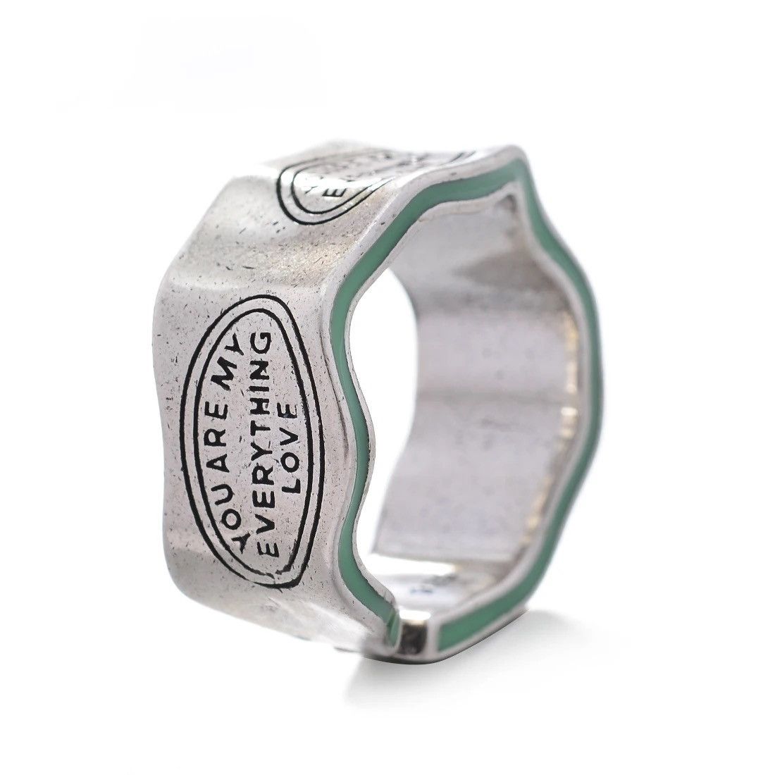 Complex Geometries Adjustable Elegant Carving Green Stripe Ring Size ONE SIZE - 1 Thumbnail